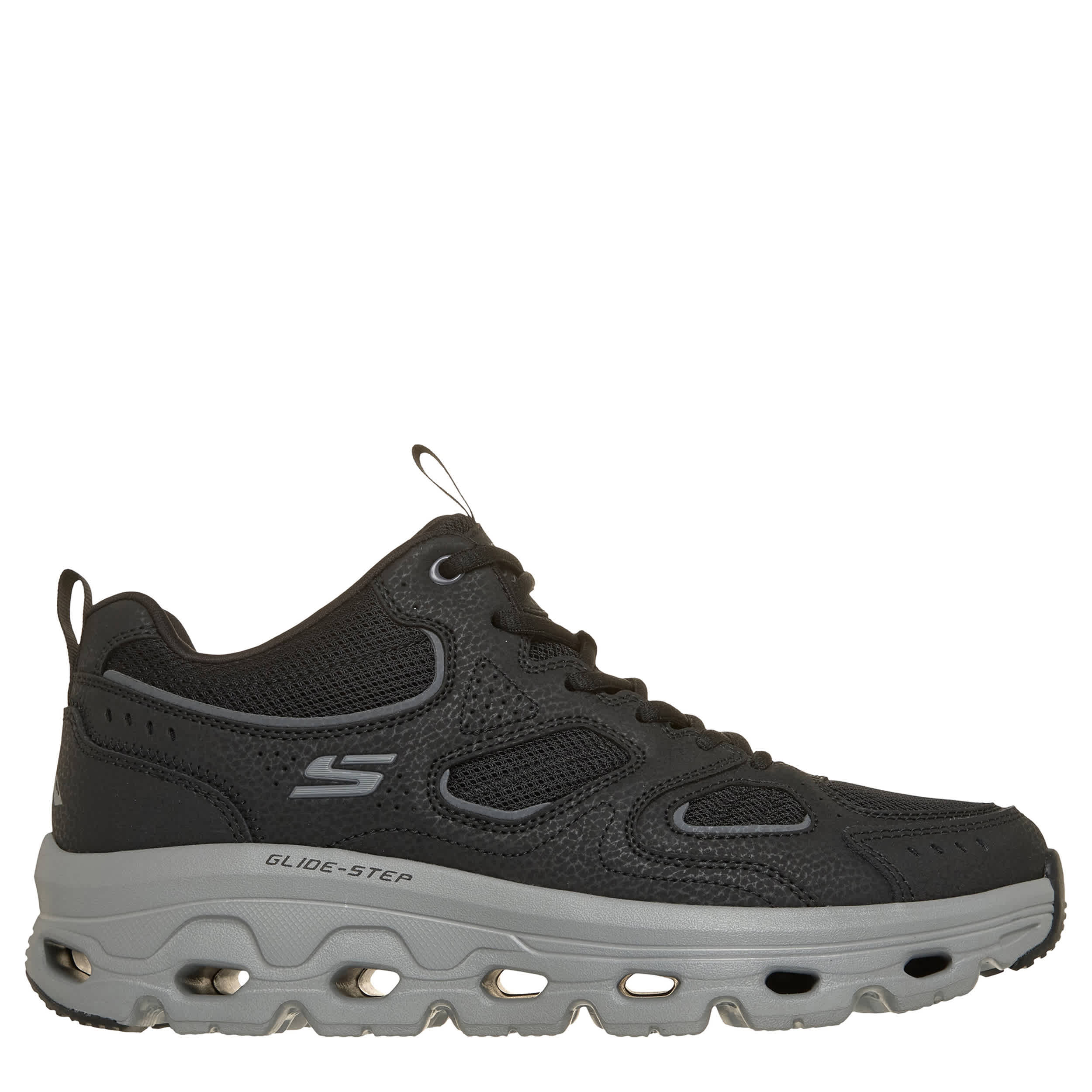 SKECHERS-MENS GLIDE-STEP SOLE MID HIKING BOOT-BLACK & GREY