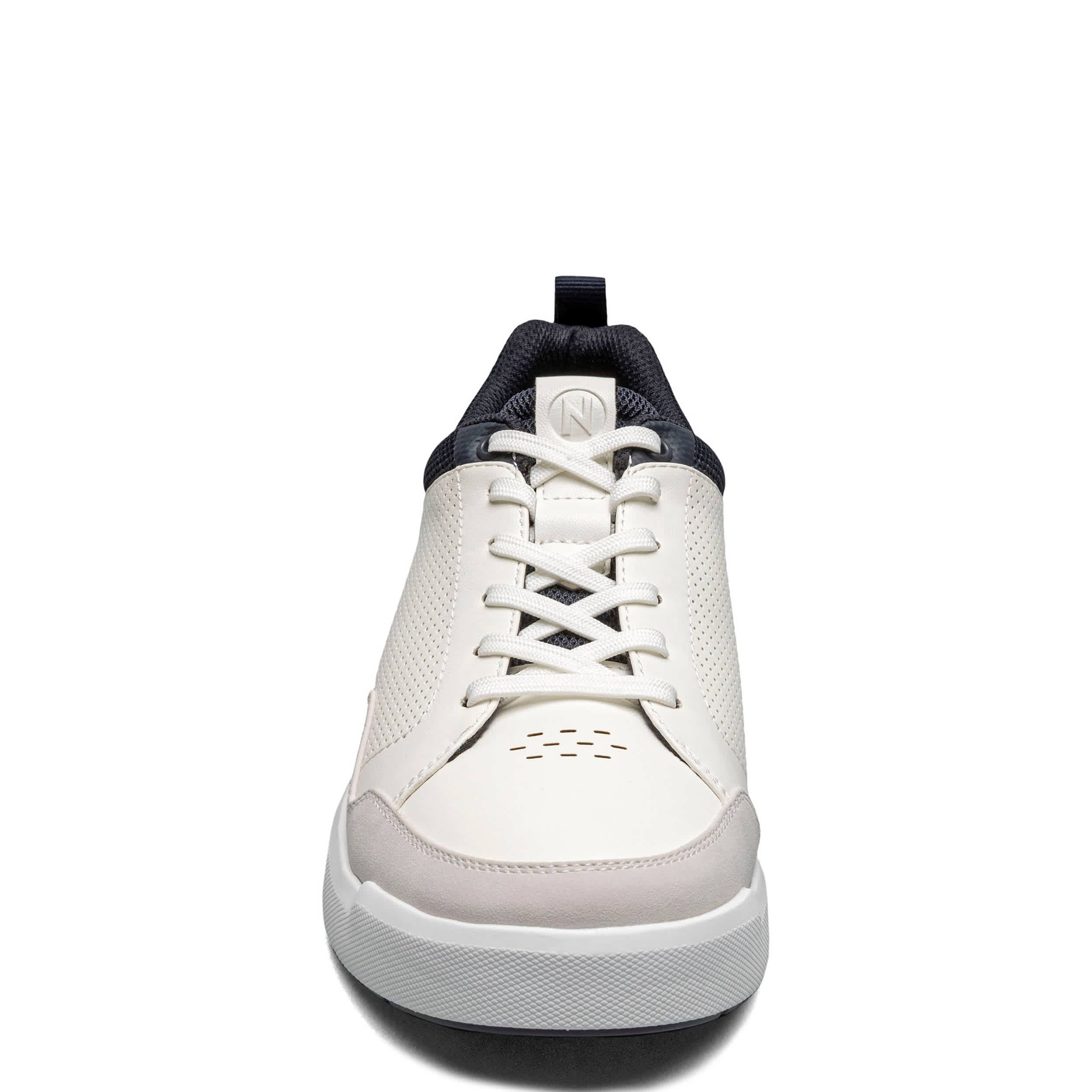 NUNN BUSH-MENS KORE CITY RALLY MOC TOE LACE TO TOE SNEAKER-WHITE & OFF WHITE