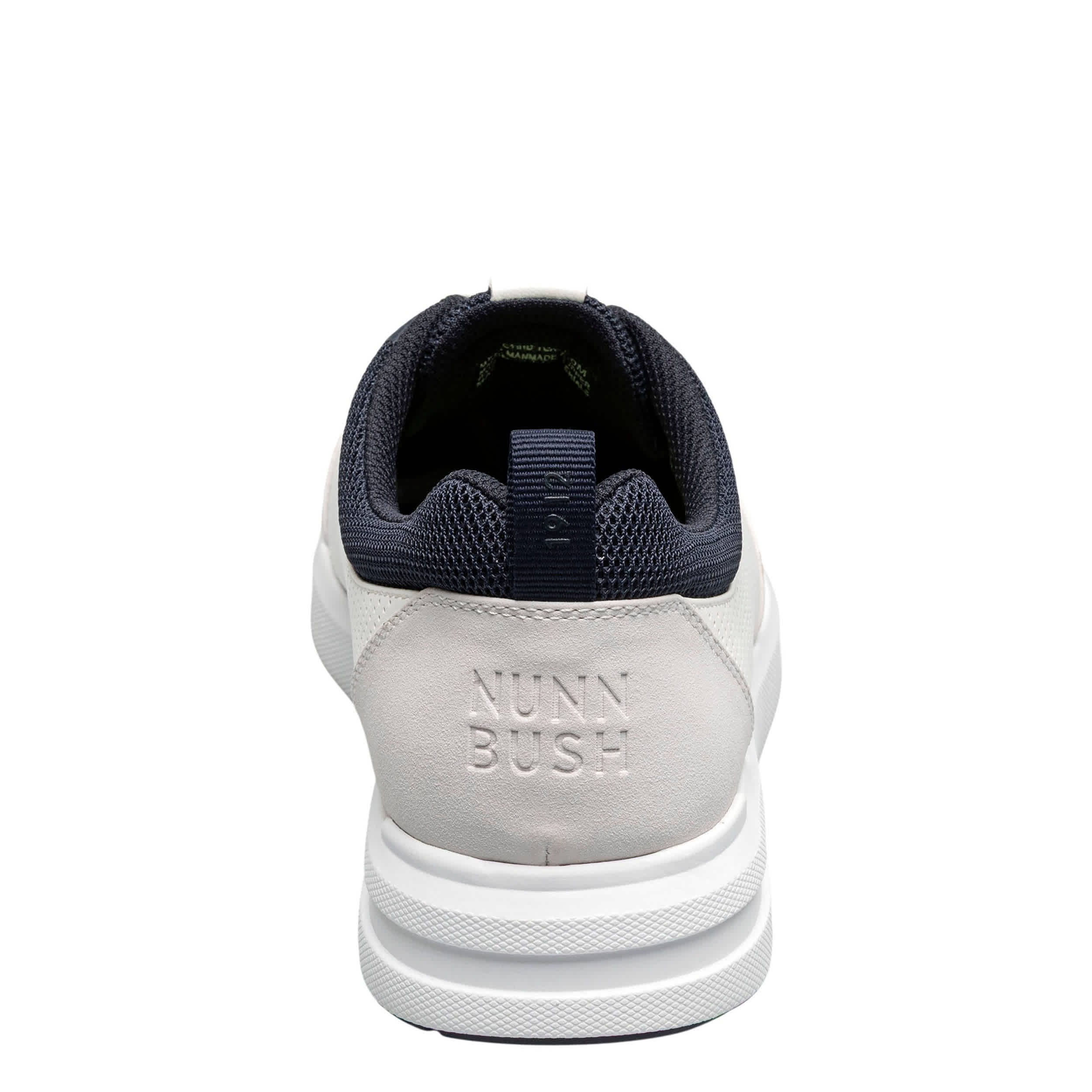 NUNN BUSH-MENS KORE CITY RALLY MOC TOE LACE TO TOE SNEAKER-WHITE & OFF WHITE