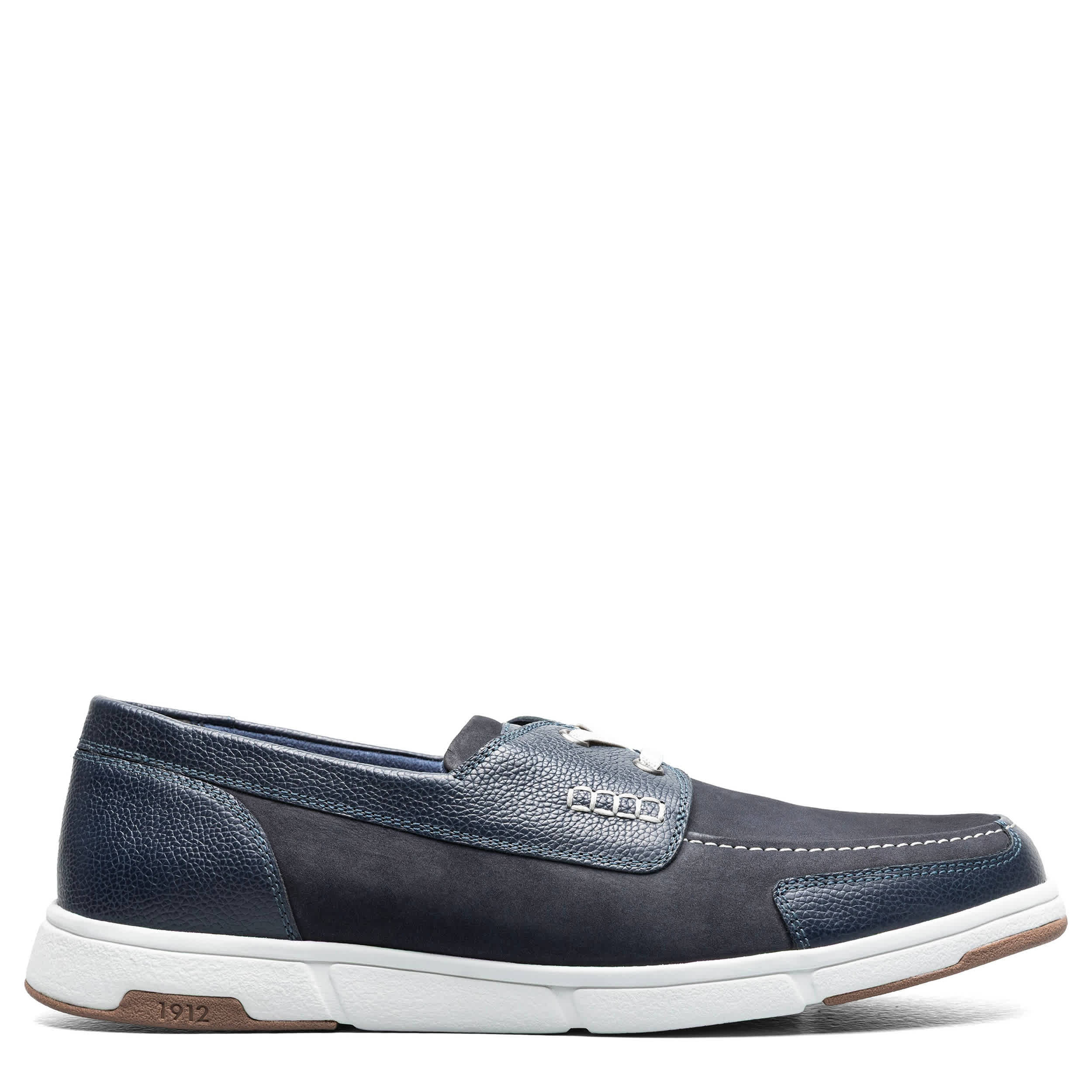 NUNN BUSH-MENS LUCA MOC TOE BOAT SHOE-NAVY & DARK BLUE