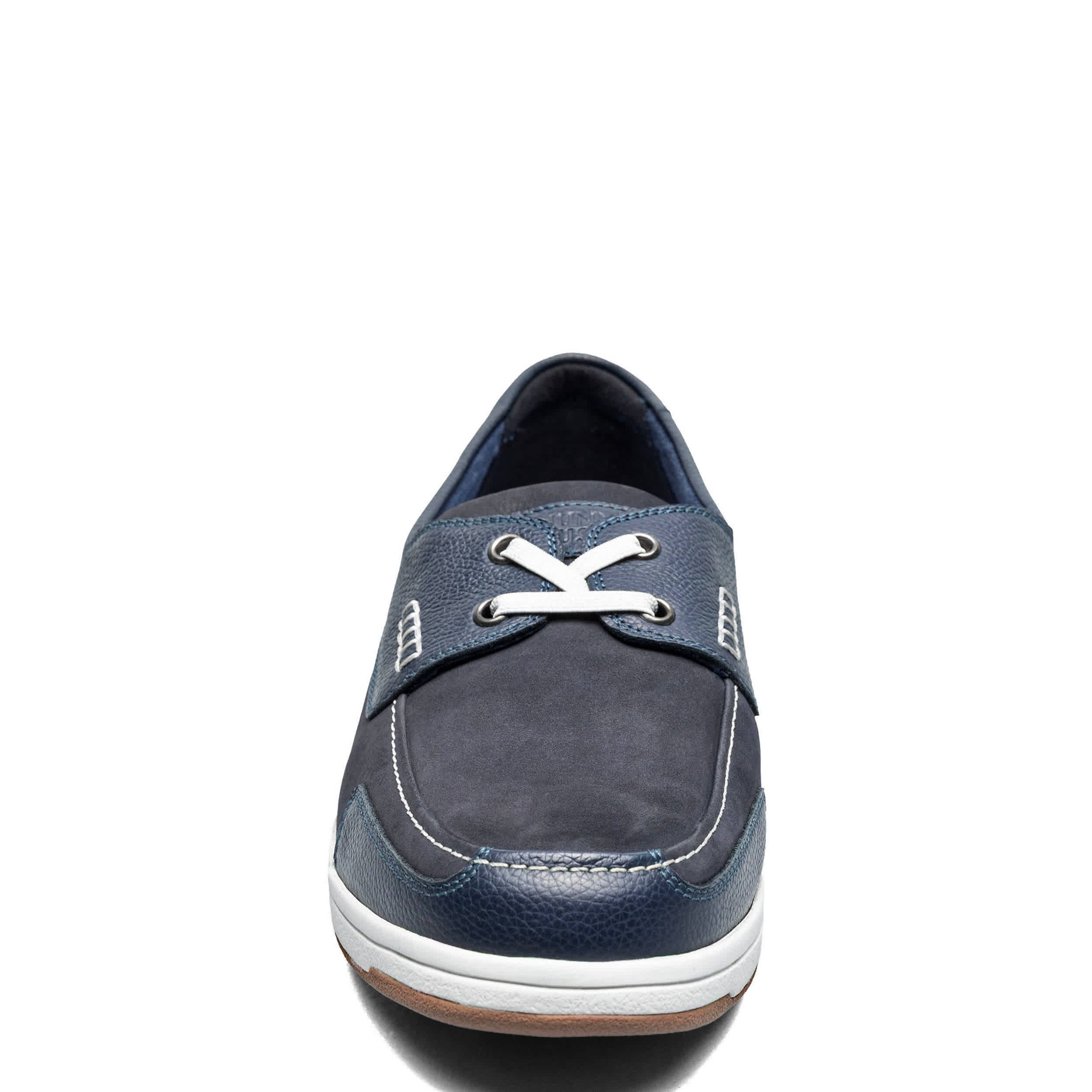 NUNN BUSH-MENS LUCA MOC TOE BOAT SHOE-NAVY & DARK BLUE