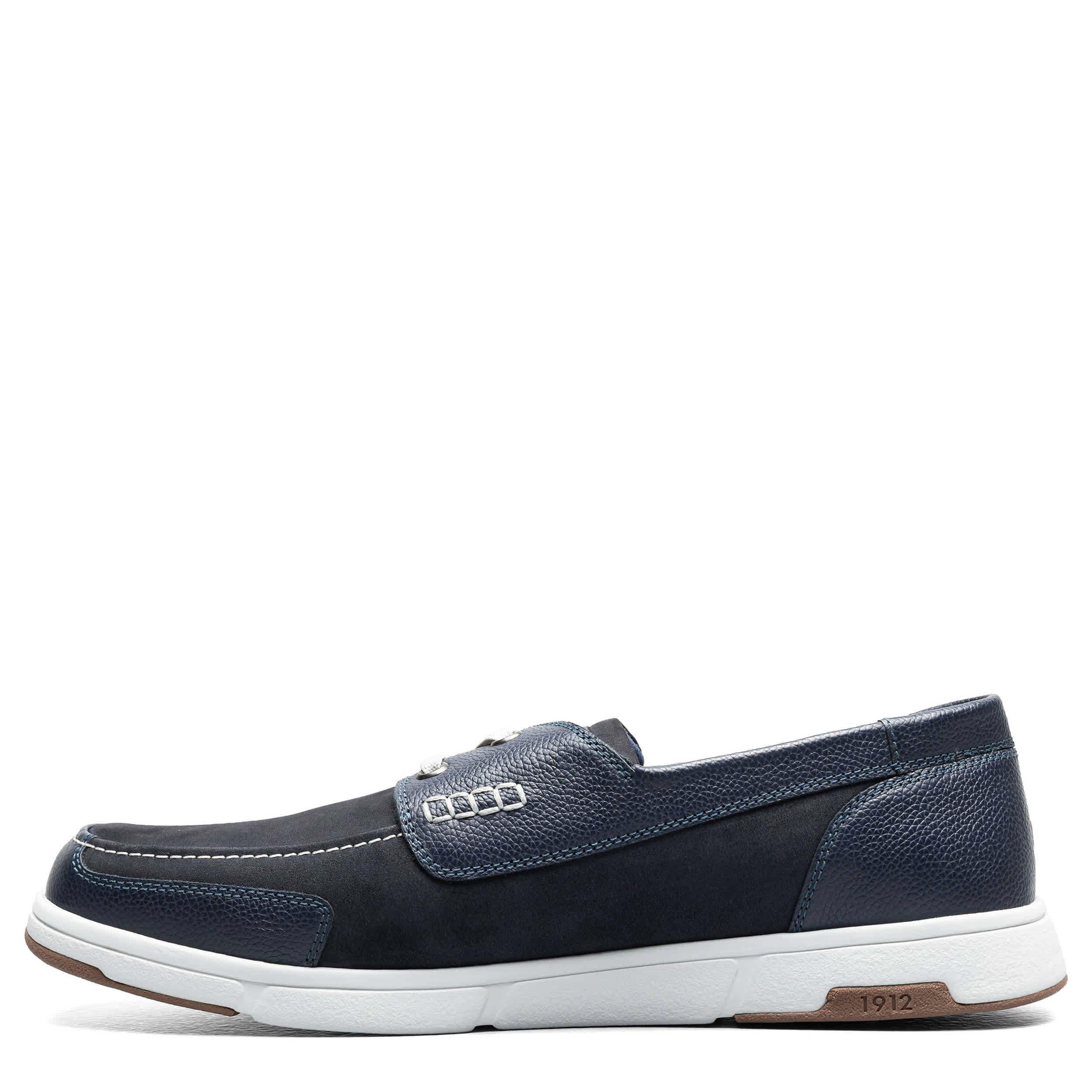 NUNN BUSH-MENS LUCA MOC TOE BOAT SHOE-NAVY & DARK BLUE