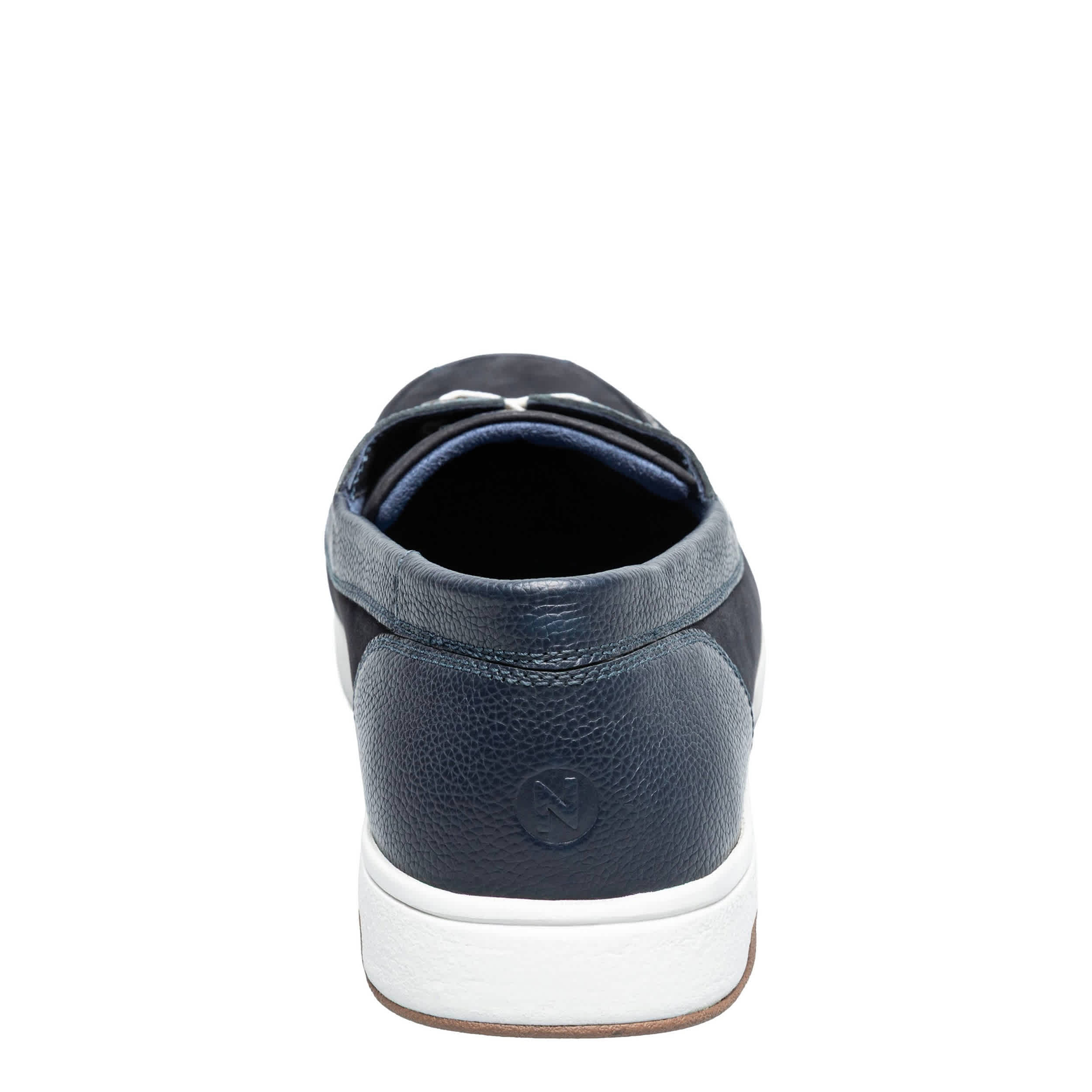 NUNN BUSH-MENS LUCA MOC TOE BOAT SHOE-NAVY & DARK BLUE