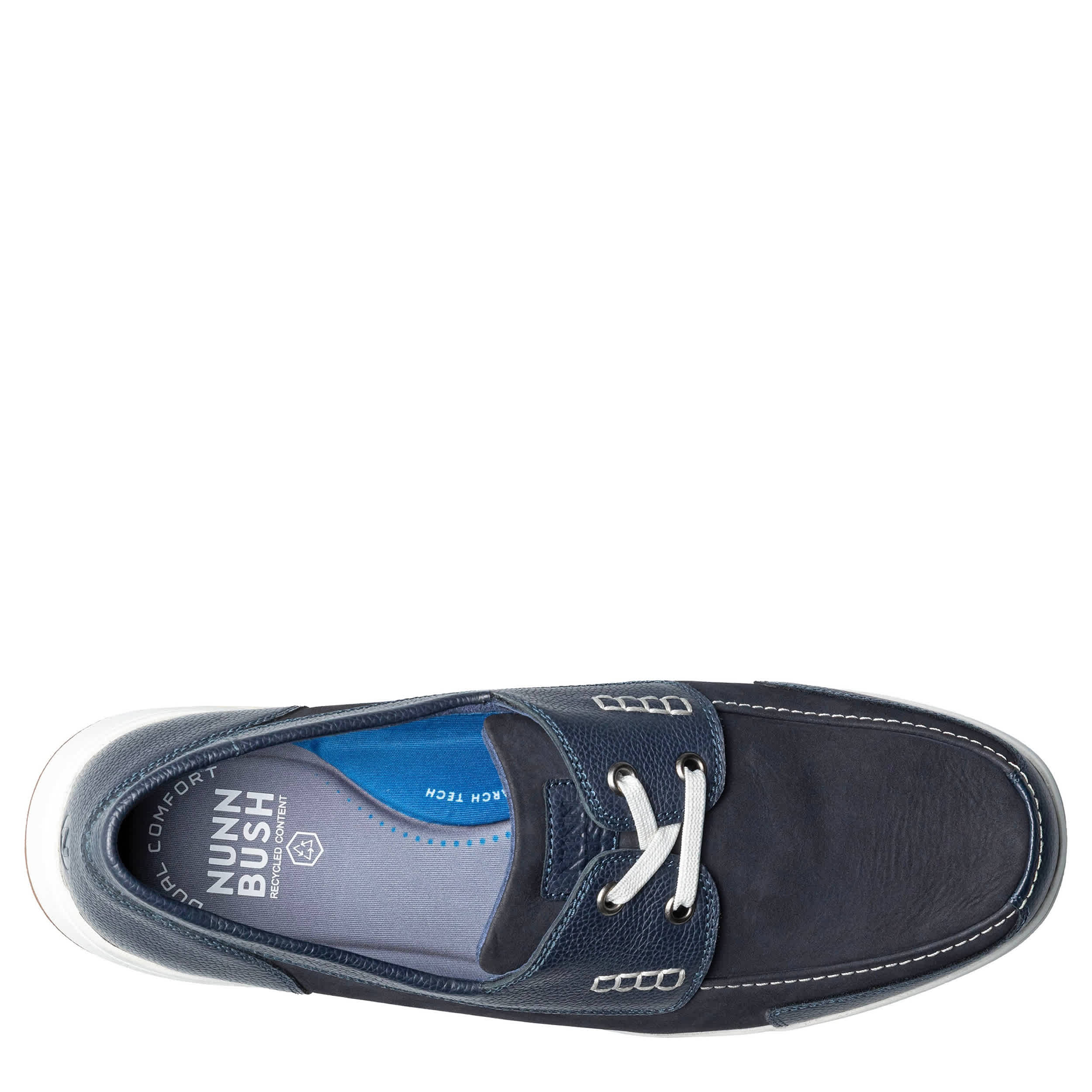 NUNN BUSH-MENS LUCA MOC TOE BOAT SHOE-NAVY & DARK BLUE