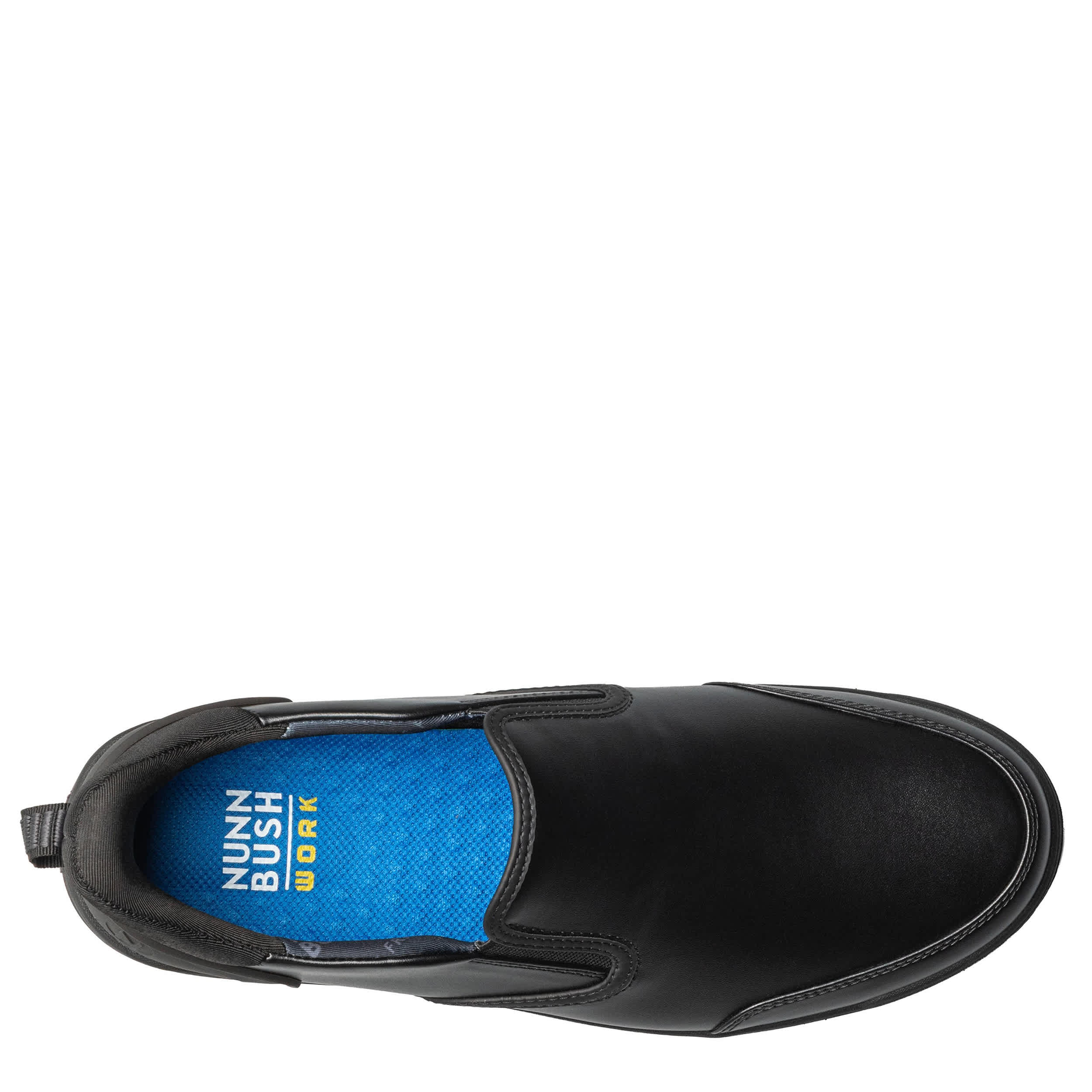 NUNN BUSH-MENS KORE CITY WALK WORK EZ MOC TOE SLIP ON SHOE-BLACK & 