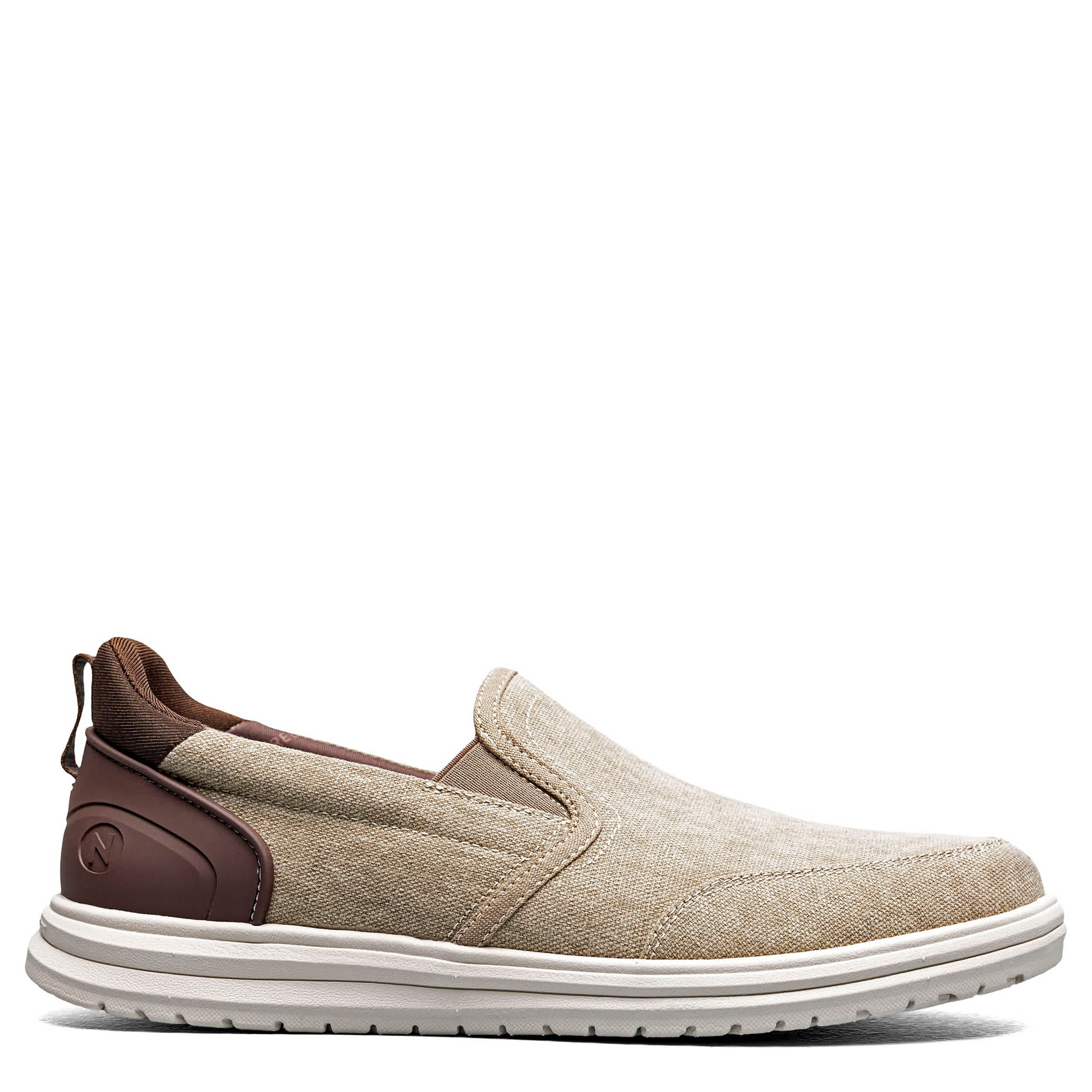 NUNN BUSH-MENS BREW CITY CANVAS EZ HANDS FREE MOC TOE SNEAKER-STONE & BROWN