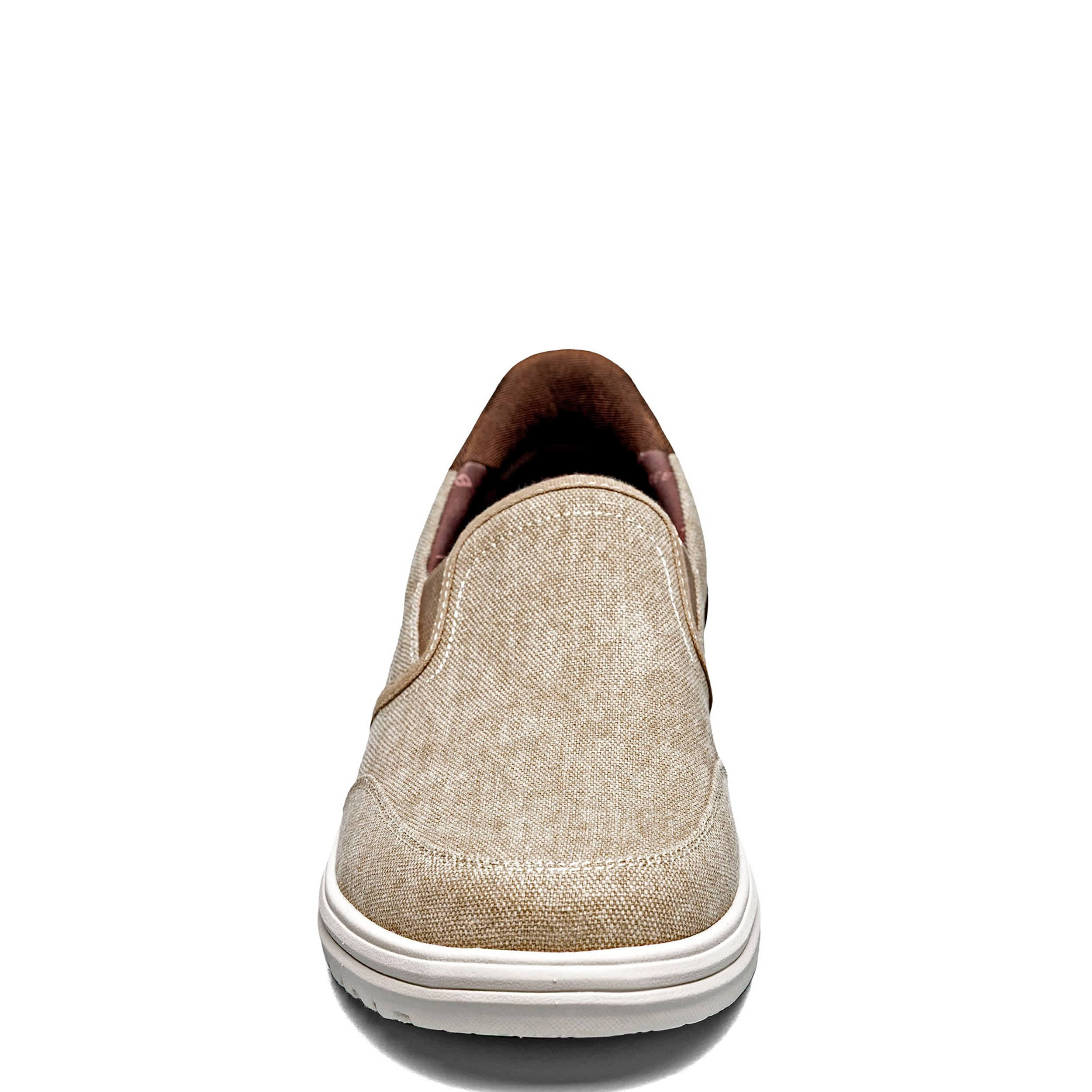 NUNN BUSH-MENS BREW CITY CANVAS EZ HANDS FREE MOC TOE SNEAKER-STONE & BROWN