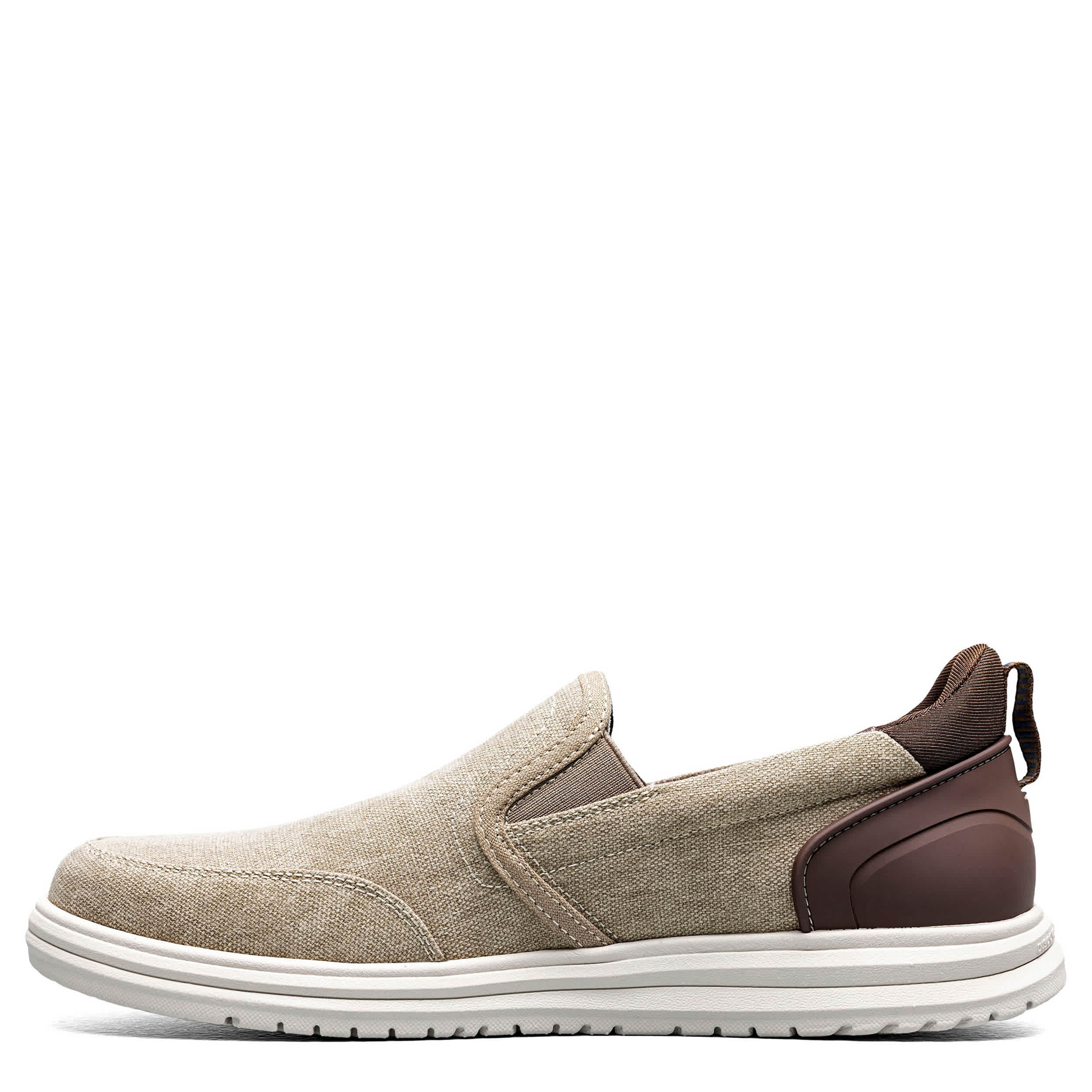 NUNN BUSH-MENS BREW CITY CANVAS EZ HANDS FREE MOC TOE SNEAKER-STONE & BROWN