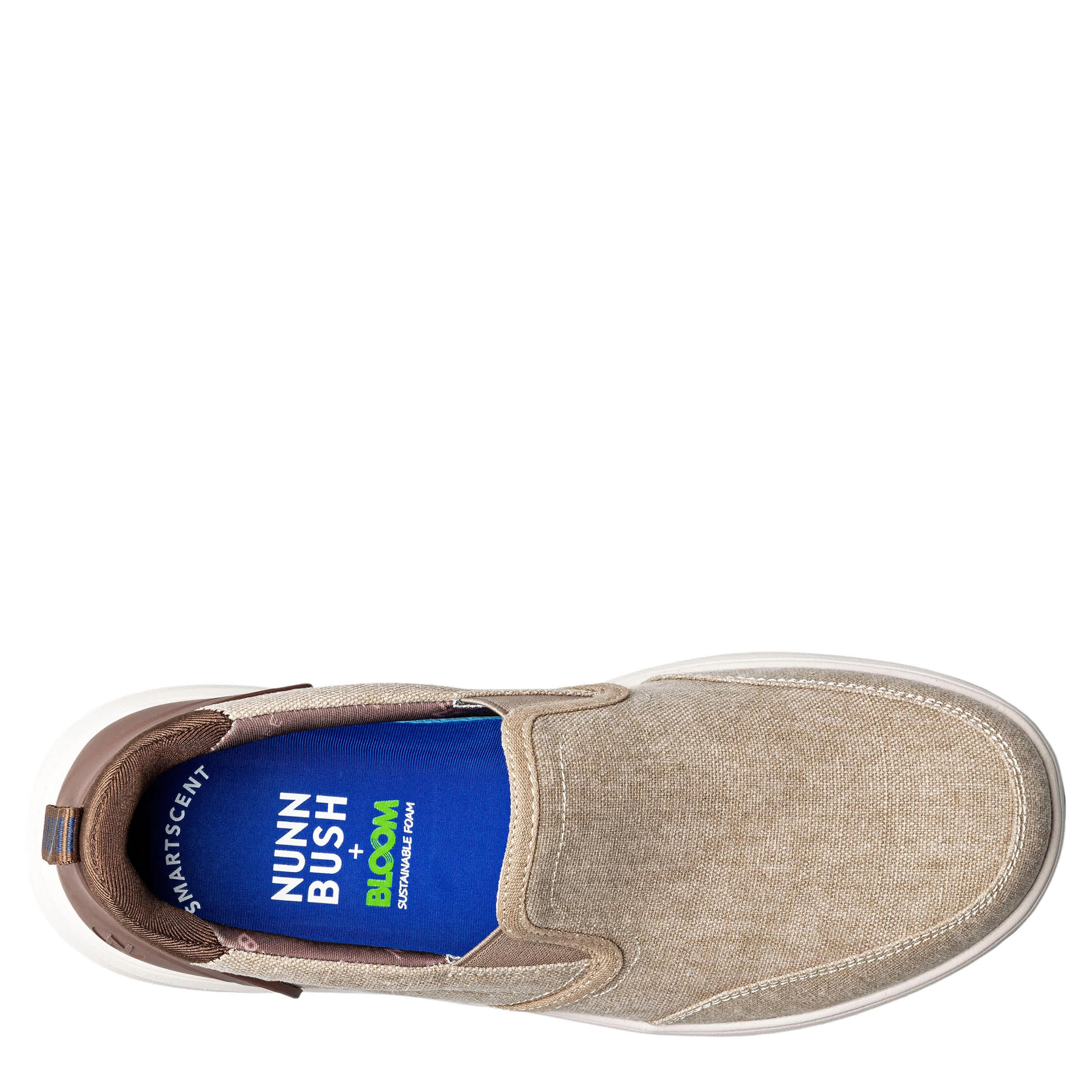 NUNN BUSH-MENS BREW CITY CANVAS EZ HANDS FREE MOC TOE SNEAKER-STONE & BROWN