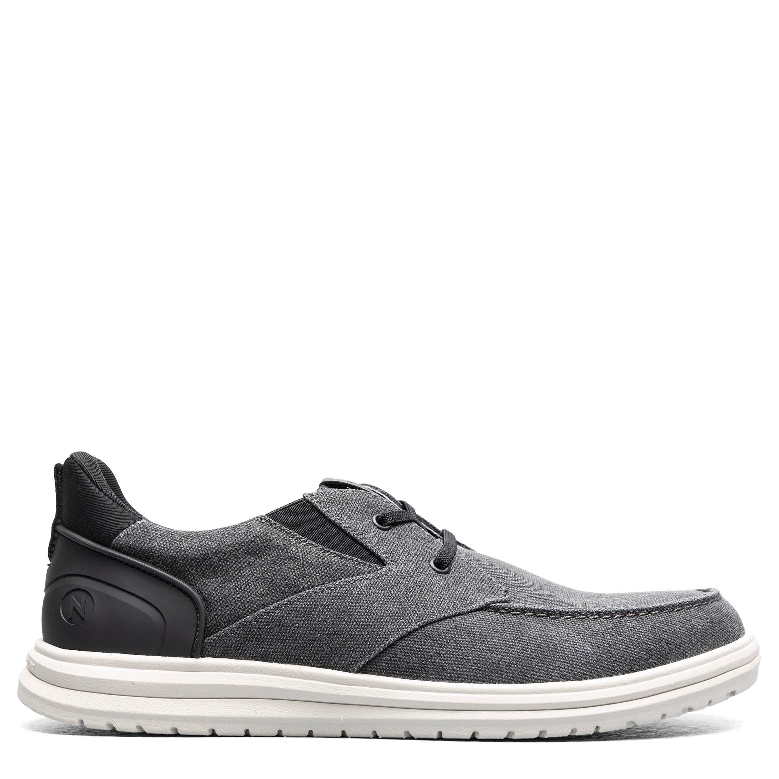 NUNN BUSH-MENS BREW CITY CANVAS EZ HANDS FREE MOC TOE SHOE-BLACK & BLACK