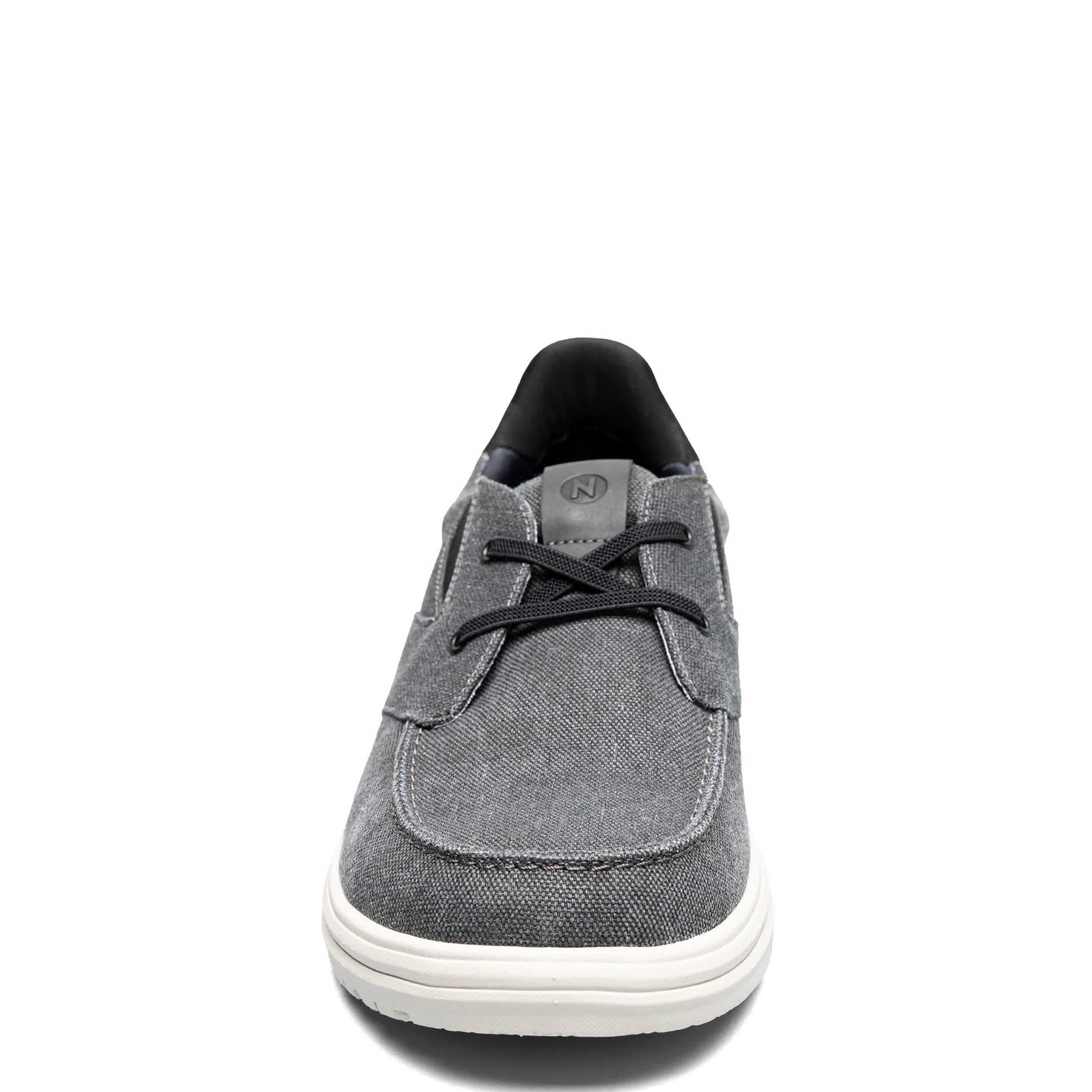 NUNN BUSH-MENS BREW CITY CANVAS EZ HANDS FREE MOC TOE SHOE-BLACK & BLACK