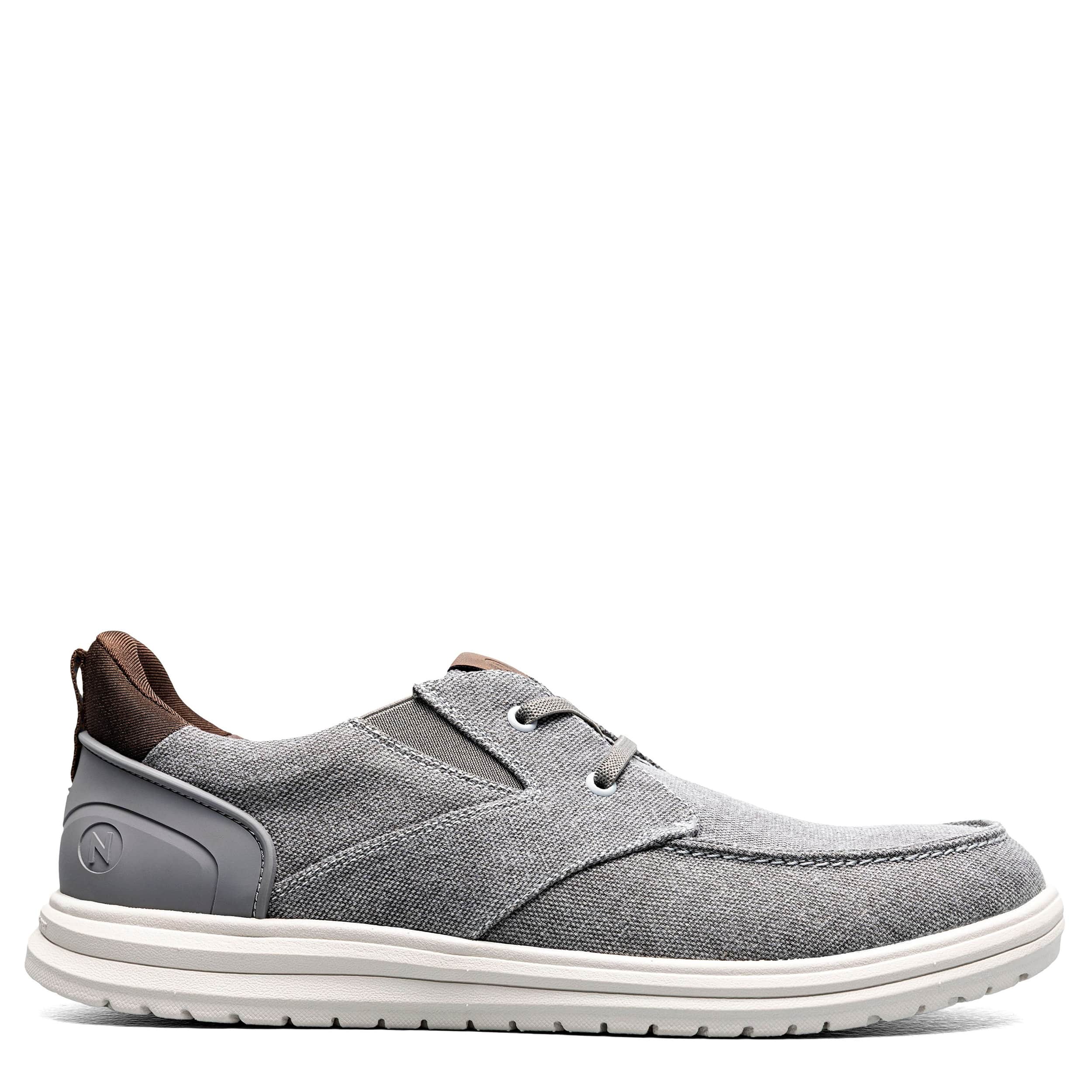 NUNN BUSH-MENS BREW CITY CANVAS EZ HANDS FREE MOC TOE SHOE-GREY & 