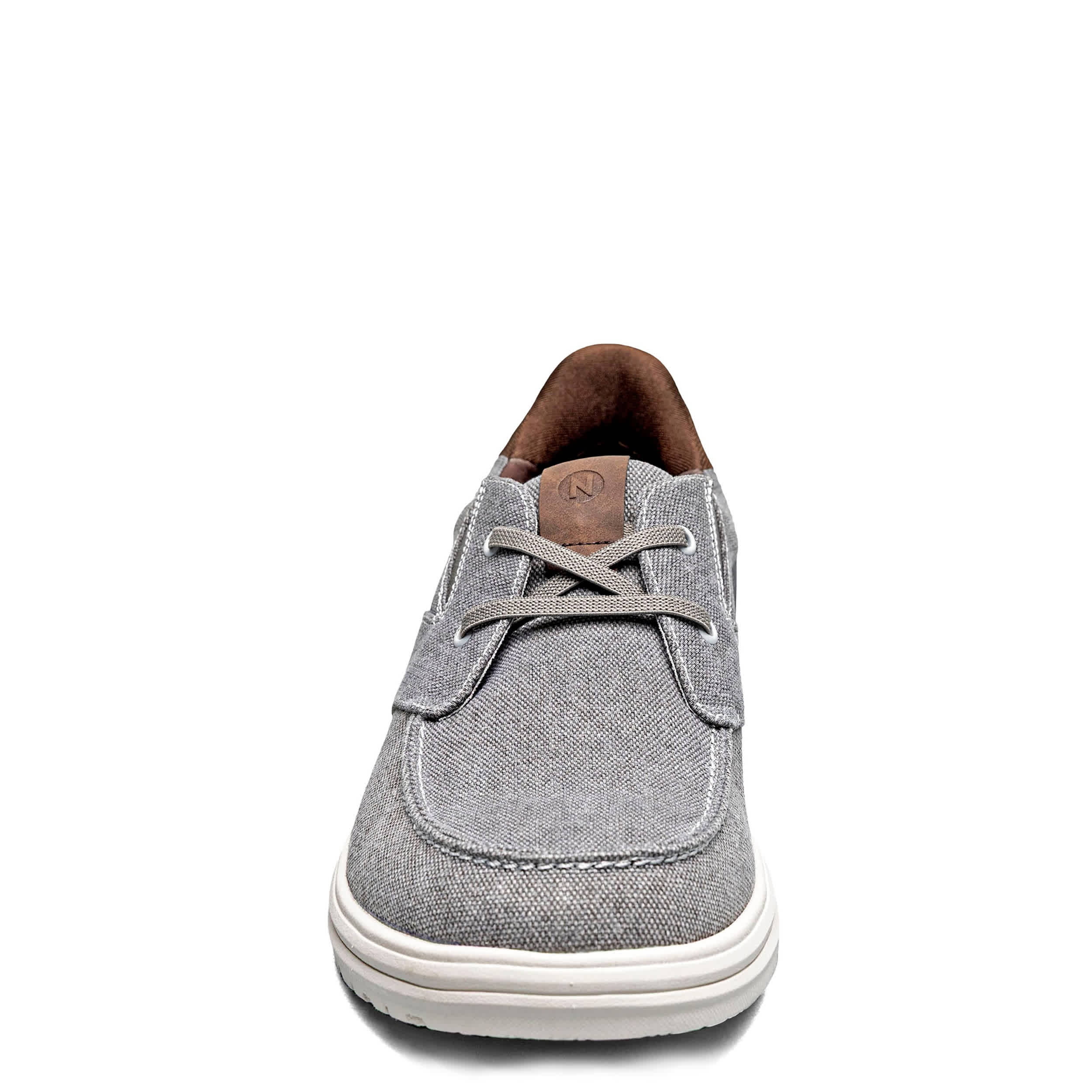 NUNN BUSH-MENS BREW CITY CANVAS EZ HANDS FREE MOC TOE SHOE-GREY & 