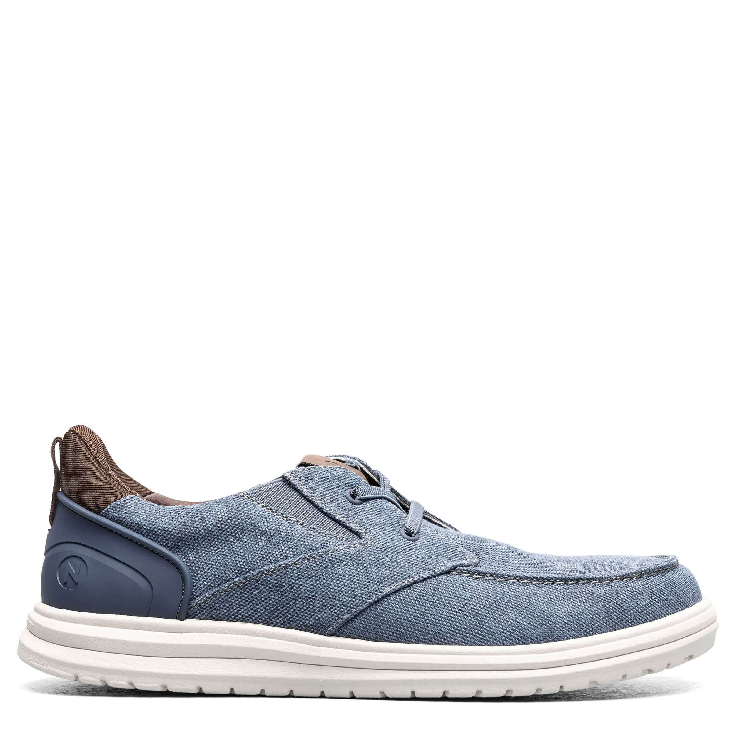 NUNN BUSH-MENS BREW CITY CANVAS EZ HANDS FREE MOC TOE SHOE-NAVY & MULTICOLOR