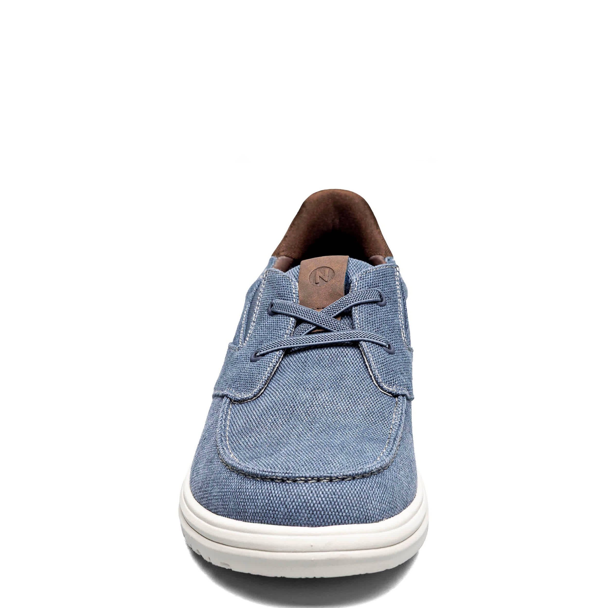 NUNN BUSH-MENS BREW CITY CANVAS EZ HANDS FREE MOC TOE SHOE-NAVY & MULTICOLOR