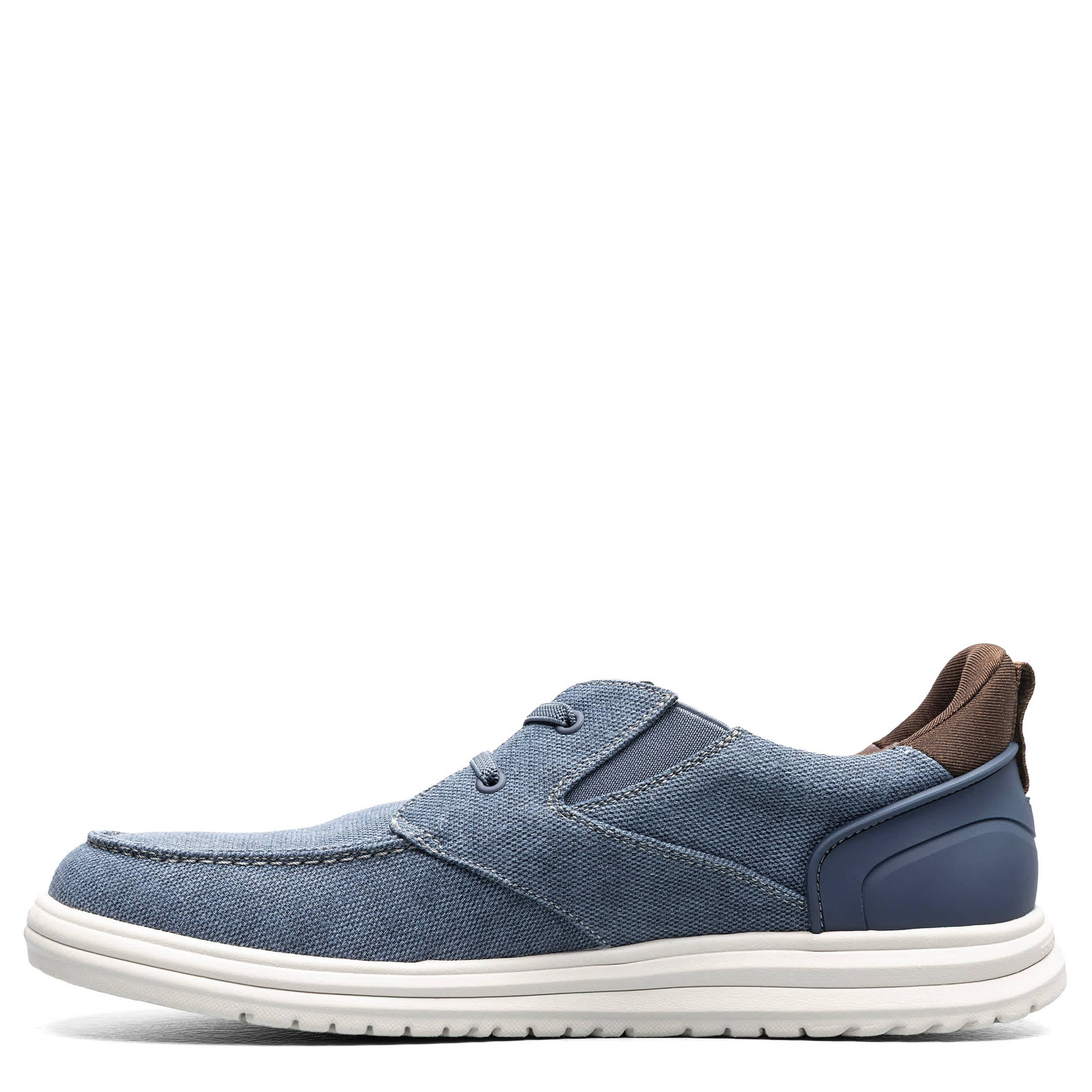 NUNN BUSH-MENS BREW CITY CANVAS EZ HANDS FREE MOC TOE SHOE-NAVY & MULTICOLOR