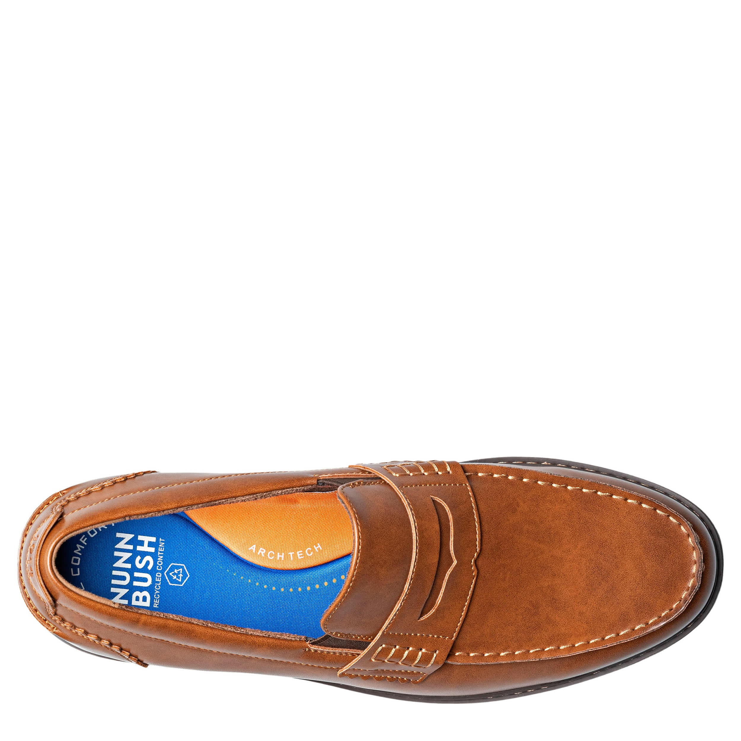 NUNN BUSH-MENS OSLO MOC TOE PENNY LOAFER-COGNAC & 