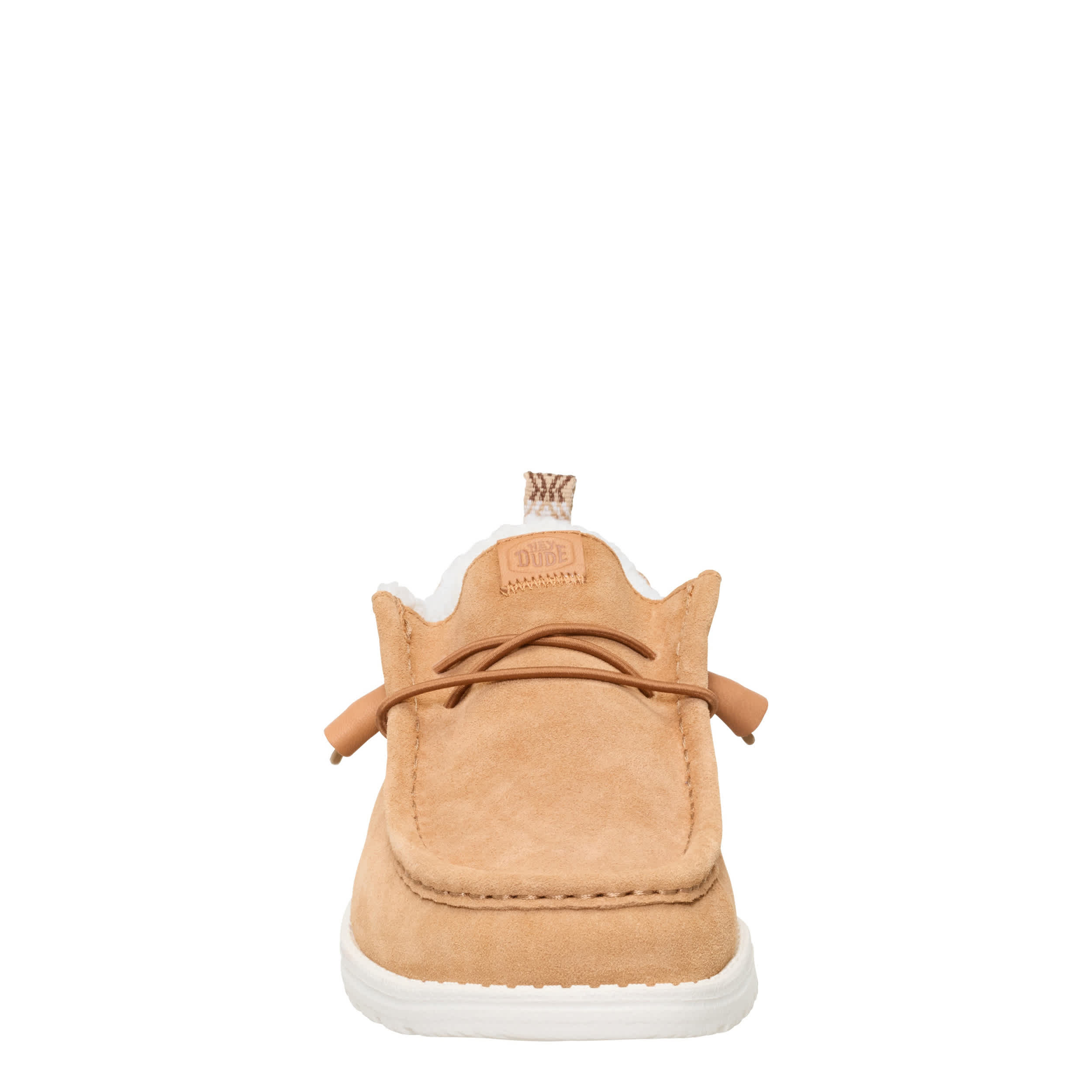 HEYDUDE-MENS WALLY SUEDE SHEARLING SLIP ON SNEAKER-TAN & 