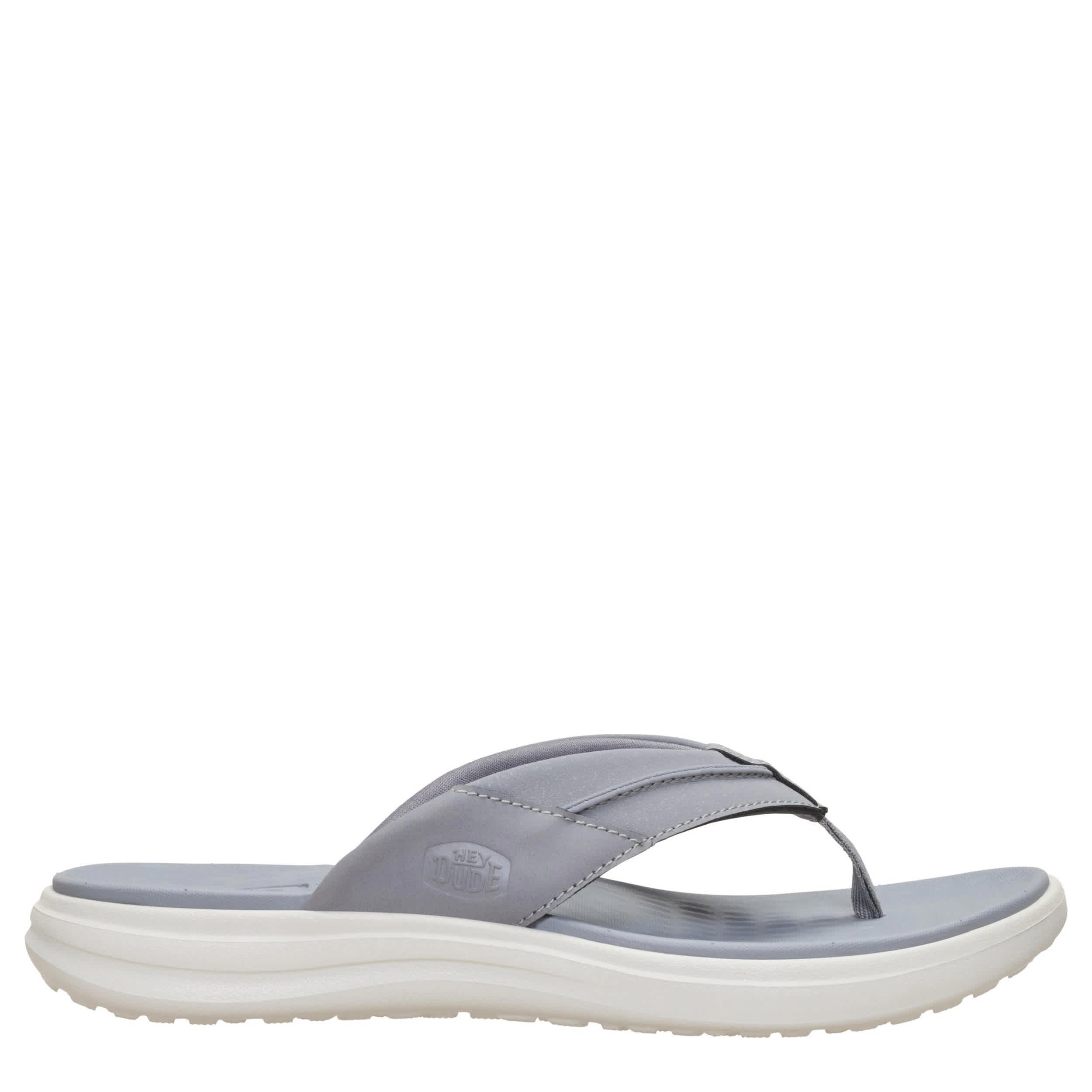HEYDUDE-MENS FINN FLIP FLOP SANDAL-GREY & 