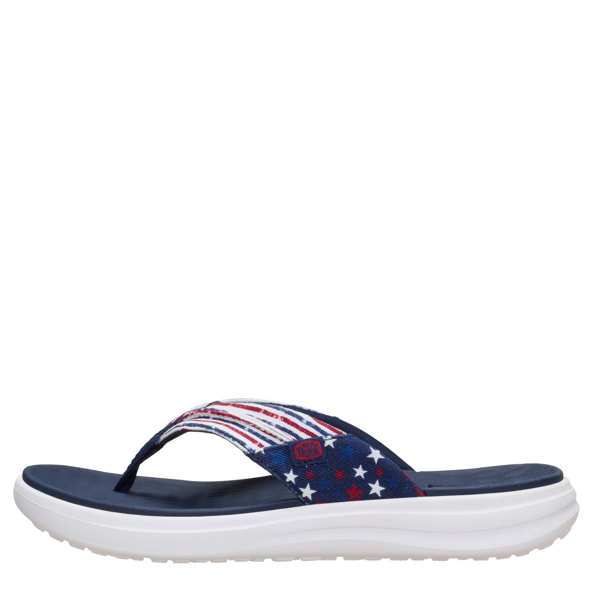 HEYDUDE-MENS FINN AMERICANA FLIP FLOP SANDAL-BLUE & 
