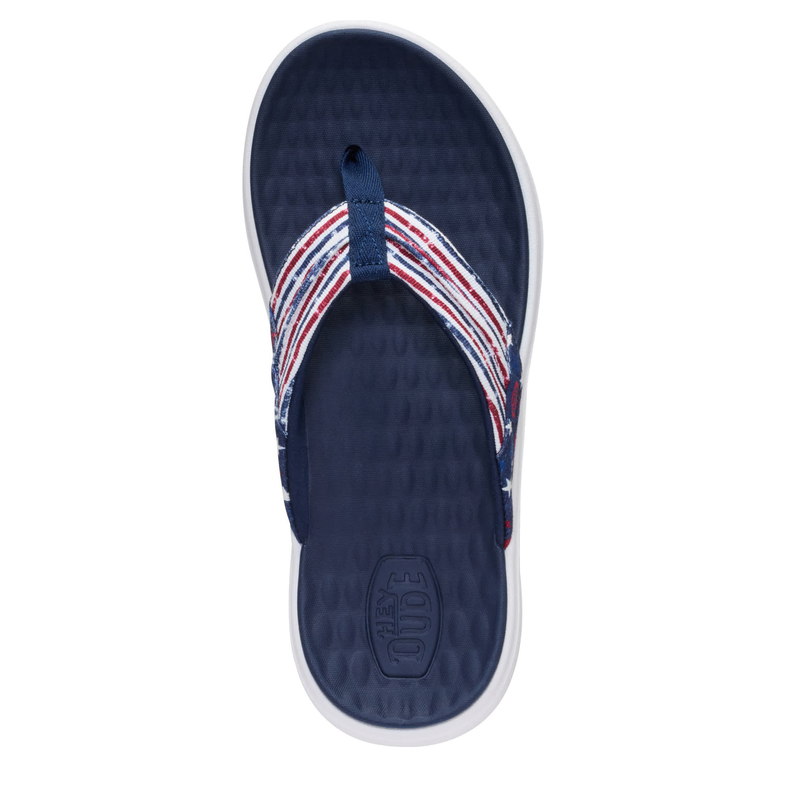 HEYDUDE-MENS FINN AMERICANA FLIP FLOP SANDAL-BLUE & 