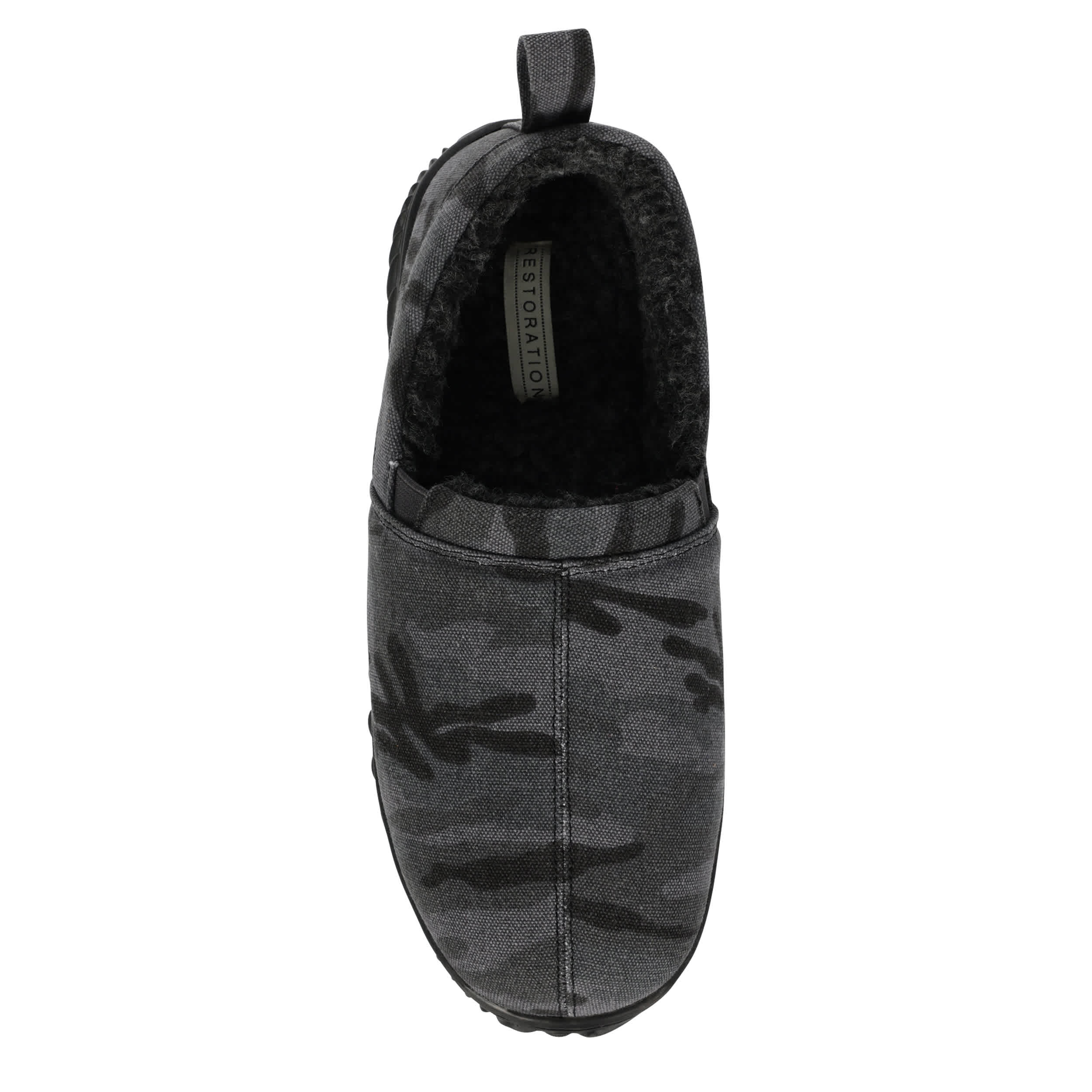RESTORATION-MENS SHADOW SLIPPER-BLACK & CAMO
