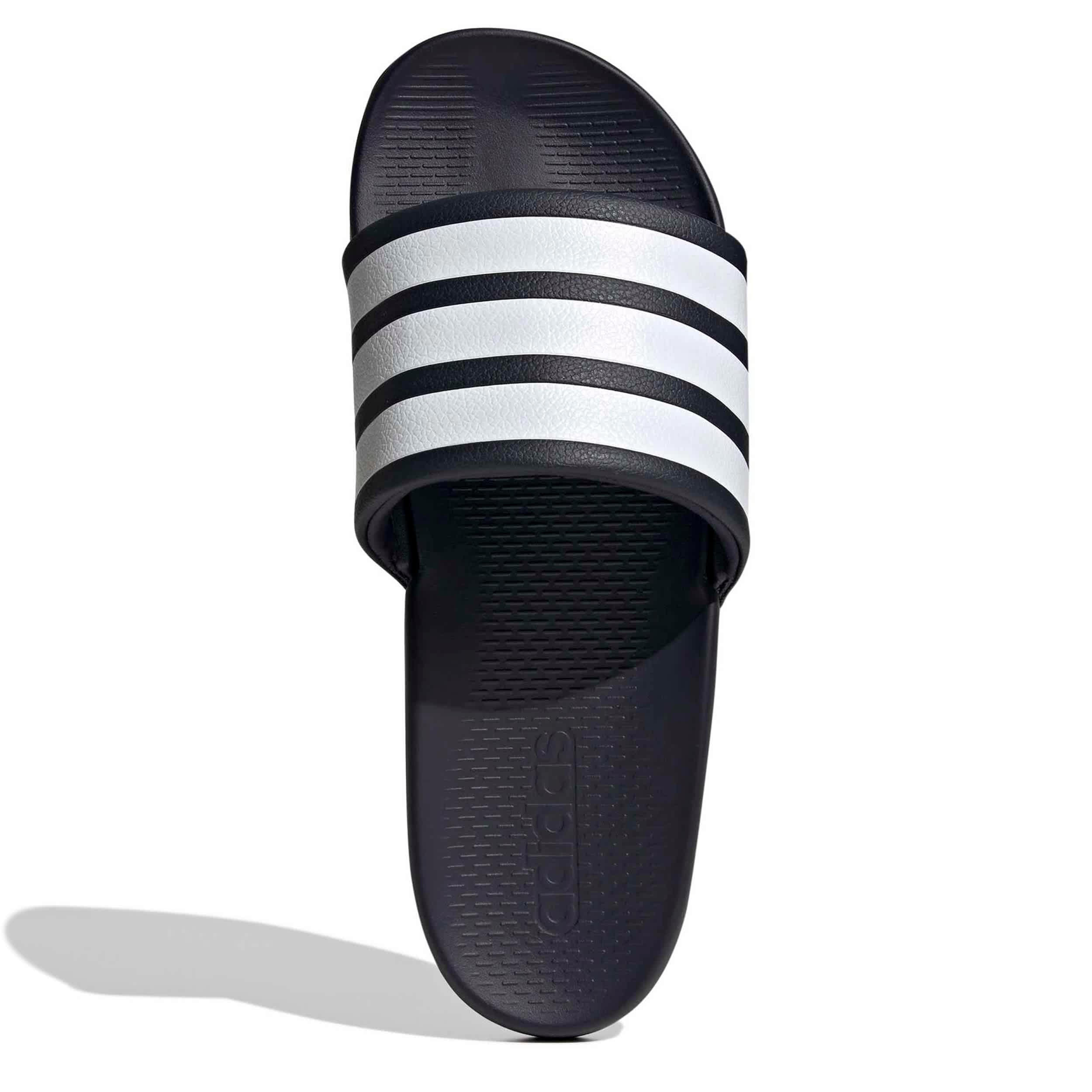 ADIDAS-WOMENS ADILETTE COMFORT 2.0 SLIDE SANDAL-NAVY & WHITE