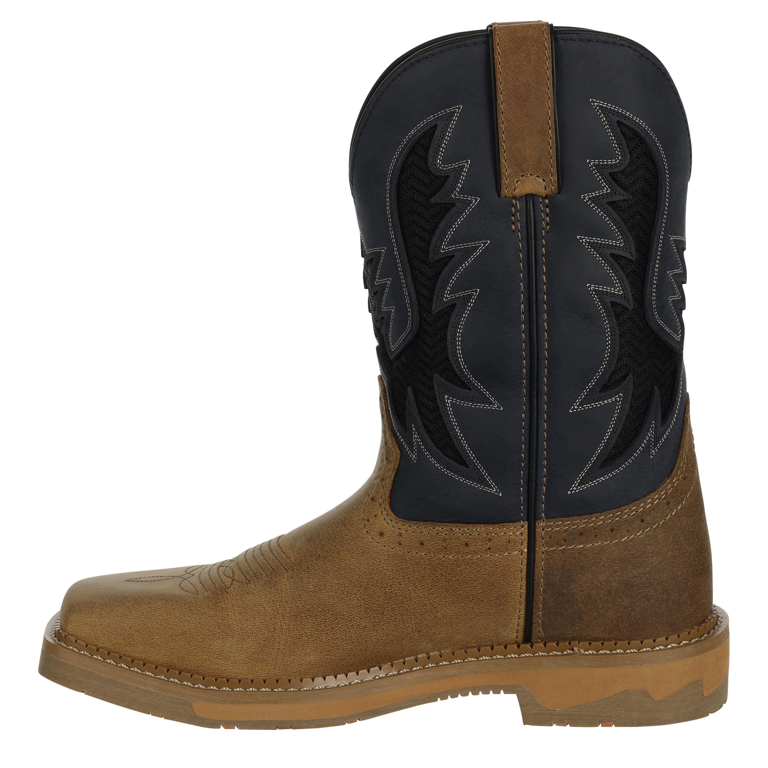 JUSTIN-MENS BOLT WESTERN BOOT-NAVY & TAN