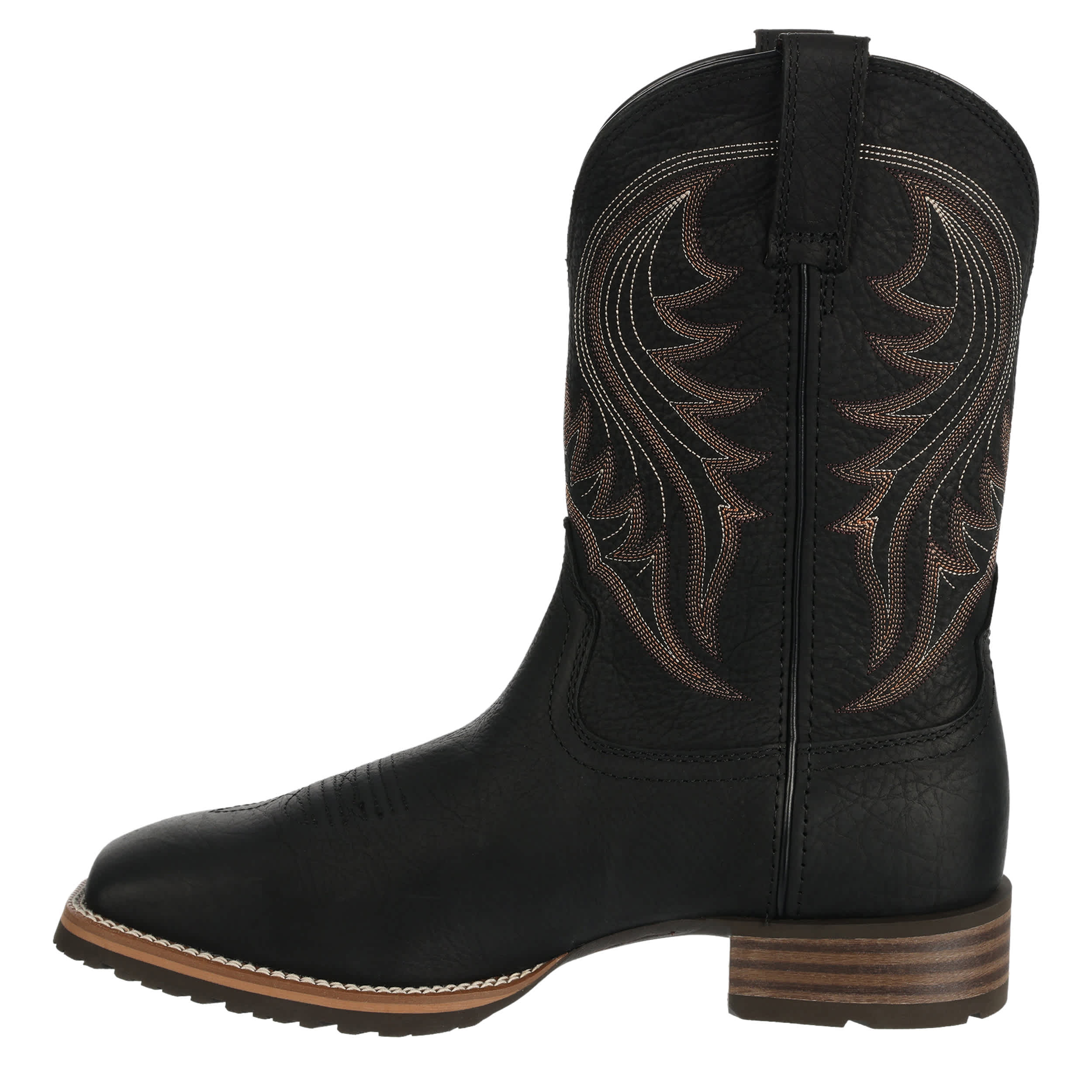 ARIAT-MENS HYBRID RANCHER SQUARE TOE WESTERN BOOT-BLACK & 
