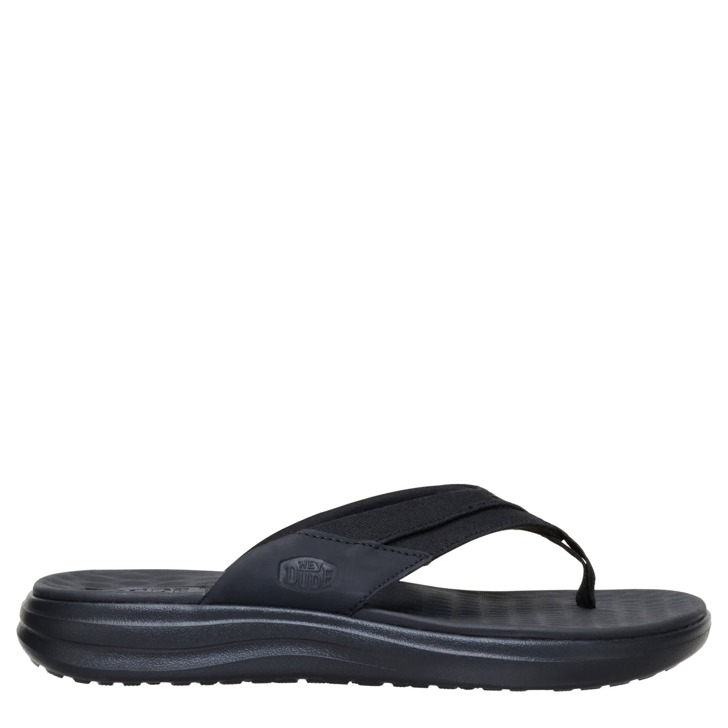 HEYDUDE-MENS FINN FLIP FLOP SANDAL-BLACK & BLACK