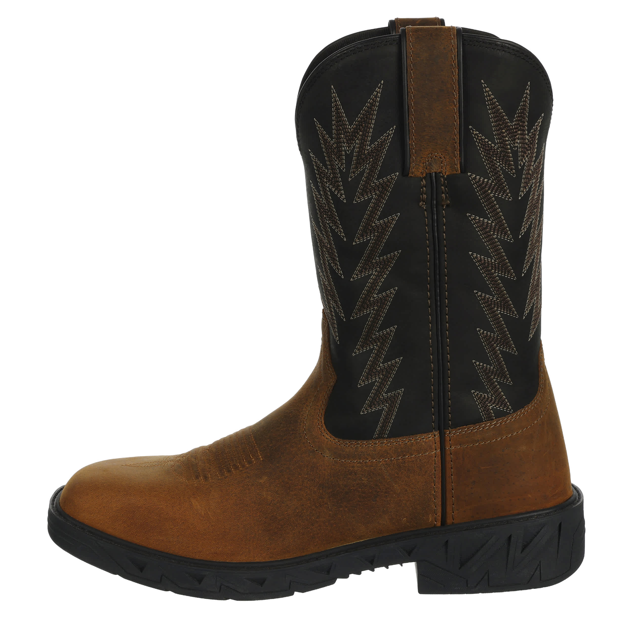 JUSTIN-MENS TASKMAKER SLIP RESISTANT WP WESTERN BOOT-BLACK & BROWN