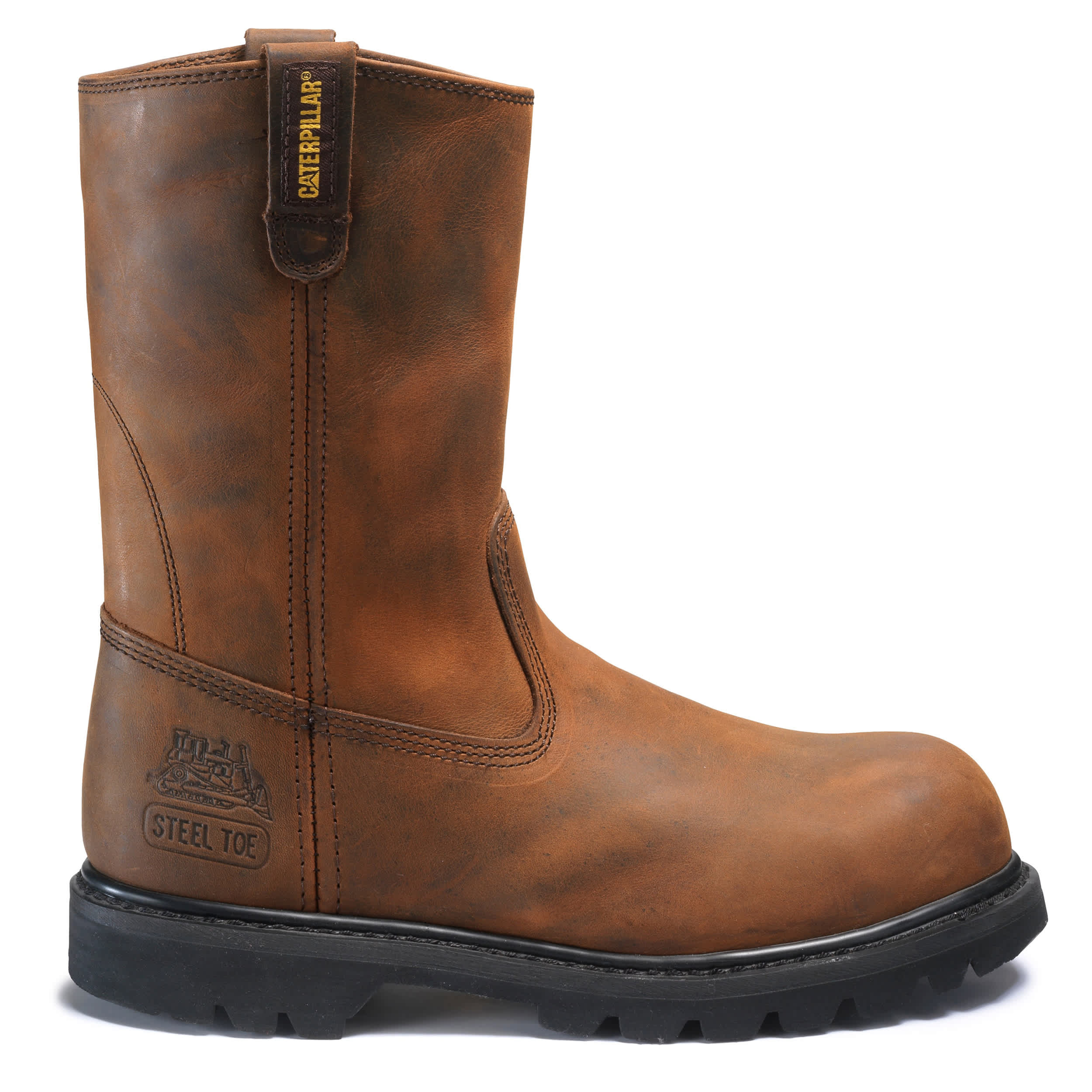 CATERPILLAR-MENS REVOLVER STEEL TOE WORK BOOT-DARK BROWN & 