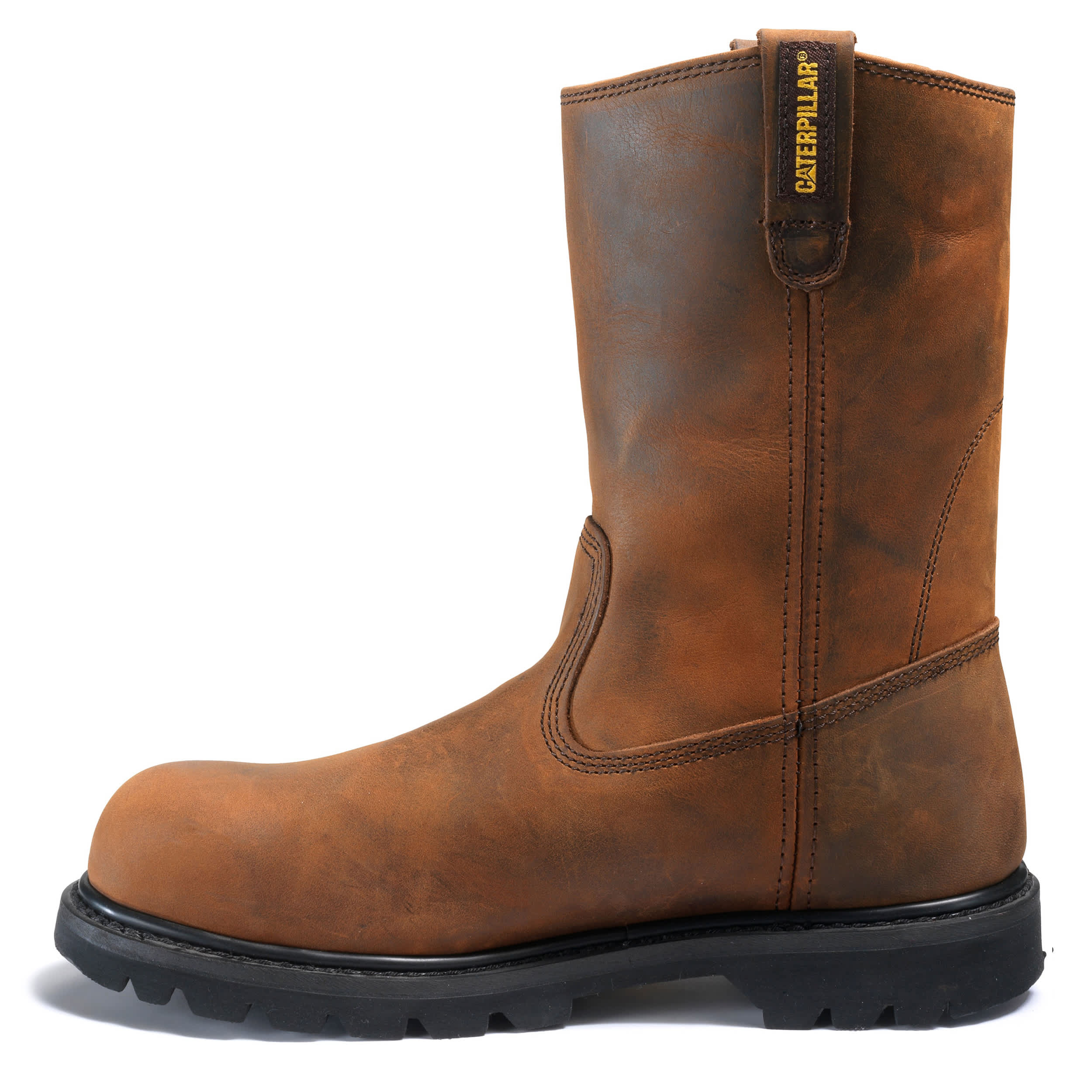CATERPILLAR-MENS REVOLVER STEEL TOE WORK BOOT-DARK BROWN & 