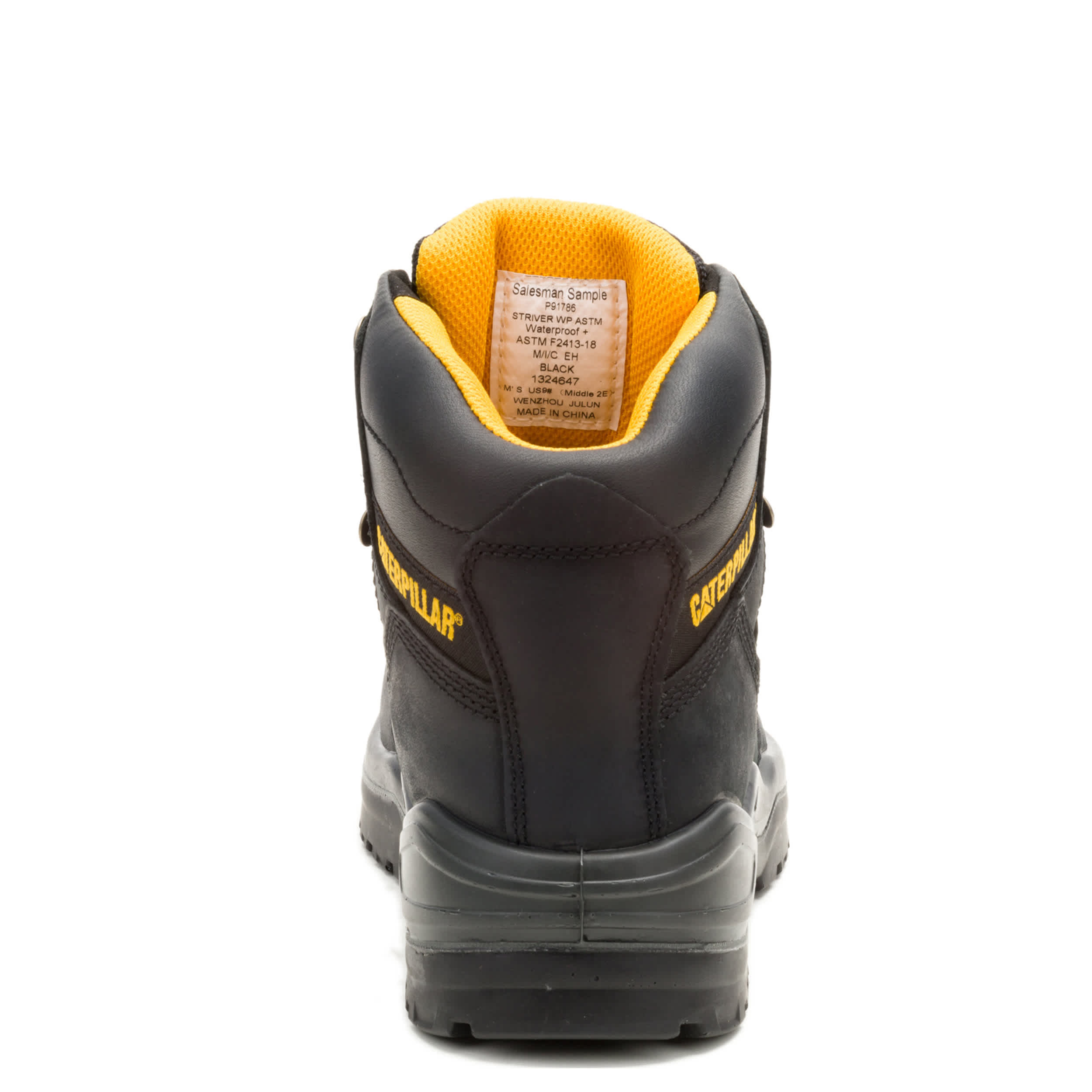 CATERPILLAR-MENS STRIVER WATERPROOF STEEL TOE WORK BOOT-BLACK & 