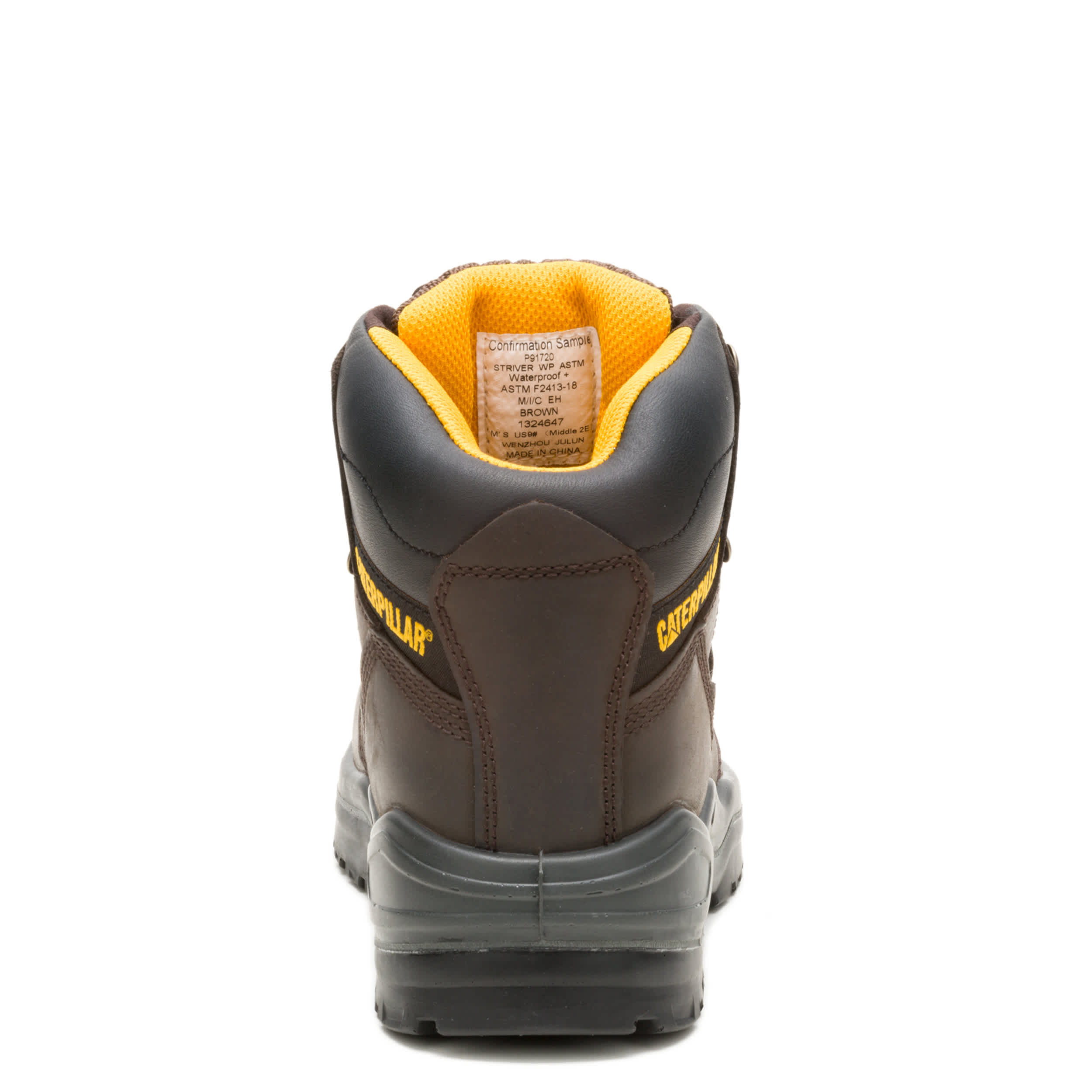 CATERPILLAR-MENS STRIVER WATERPROOF STEEL TOE WORK BOOT-BROWN & 