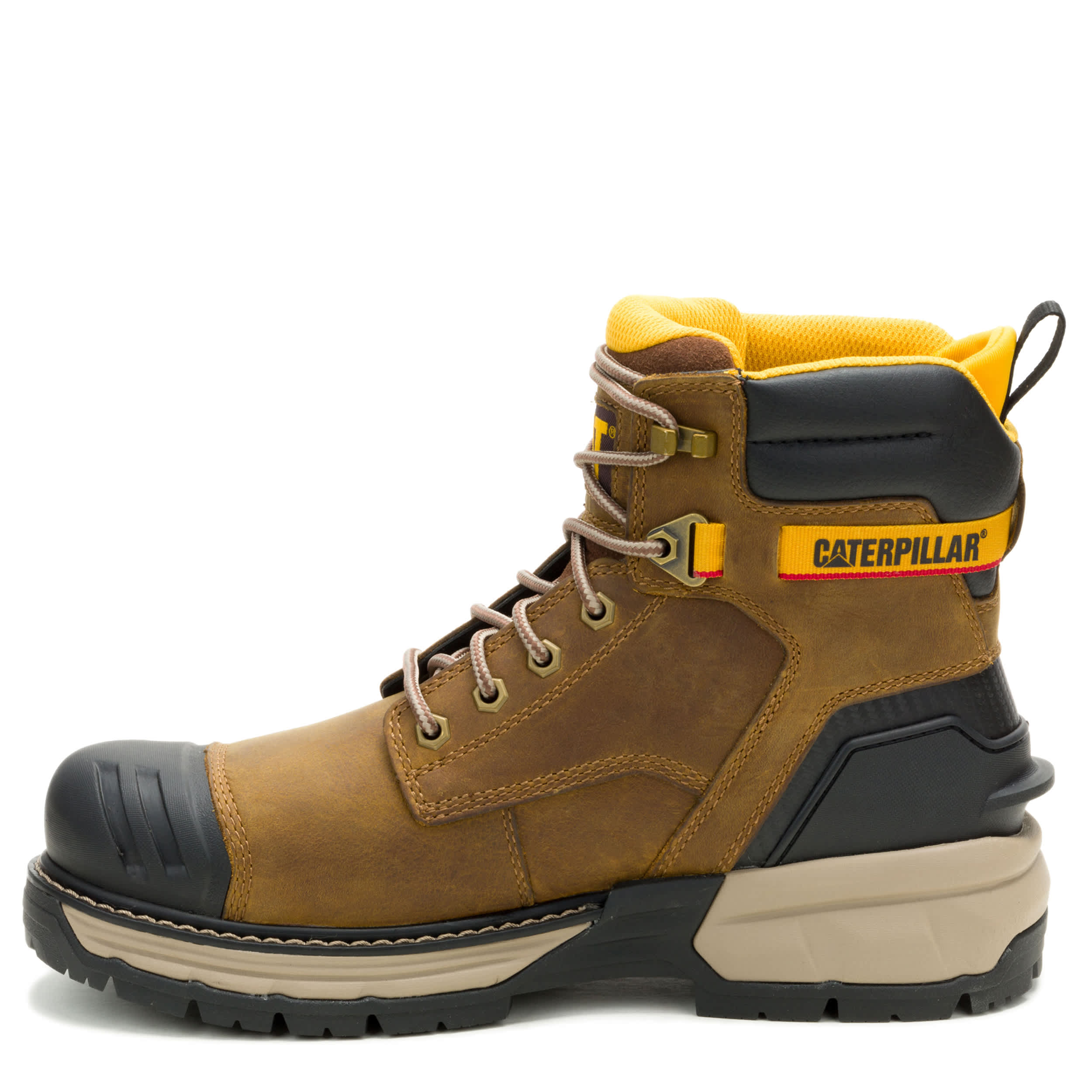 CATERPILLAR-MENS EXCAVATOR POWER SPRING SOFT TOE 6" WP WORK BOOT-KHAKI & 
