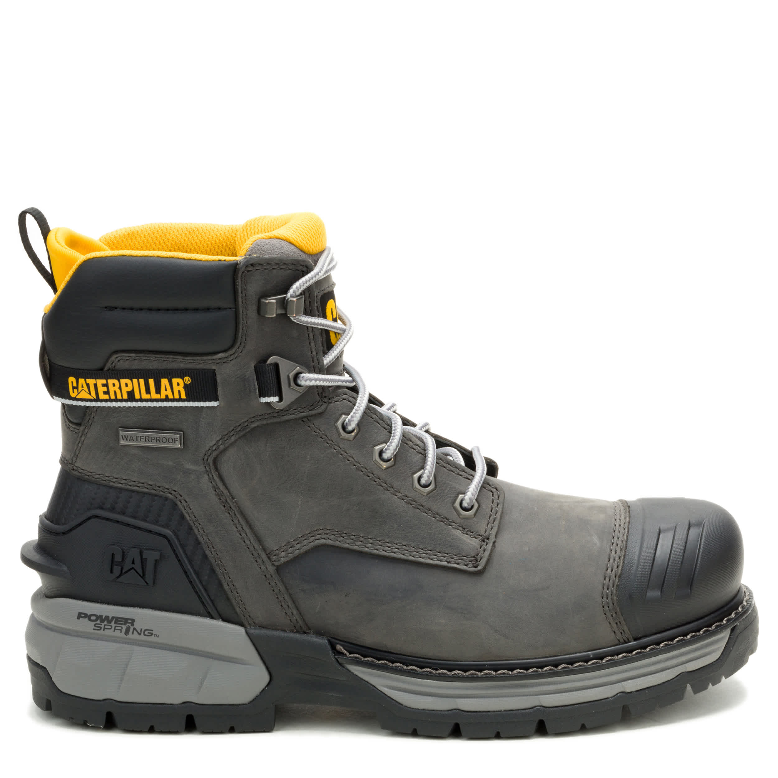 CATERPILLAR-MENS EXCAVATOR POWER SPRING SOFT TOE 6" WATERPROOF WORK-GREY & 