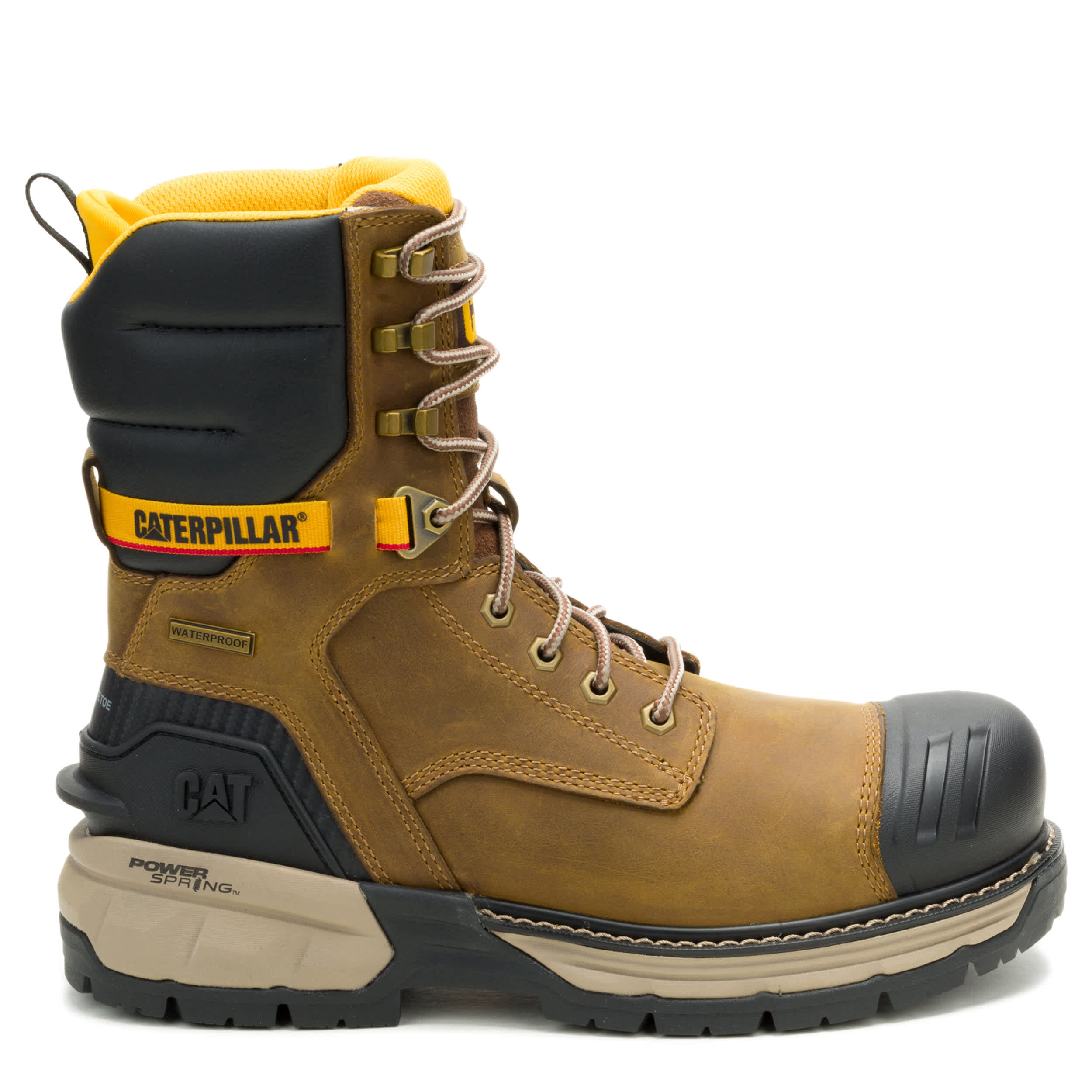 CATERPILLAR-MENS EXCAVATOR POWER SPING COMPOSITE TOE 8" WP WORK-KHAKI & KHAKI
