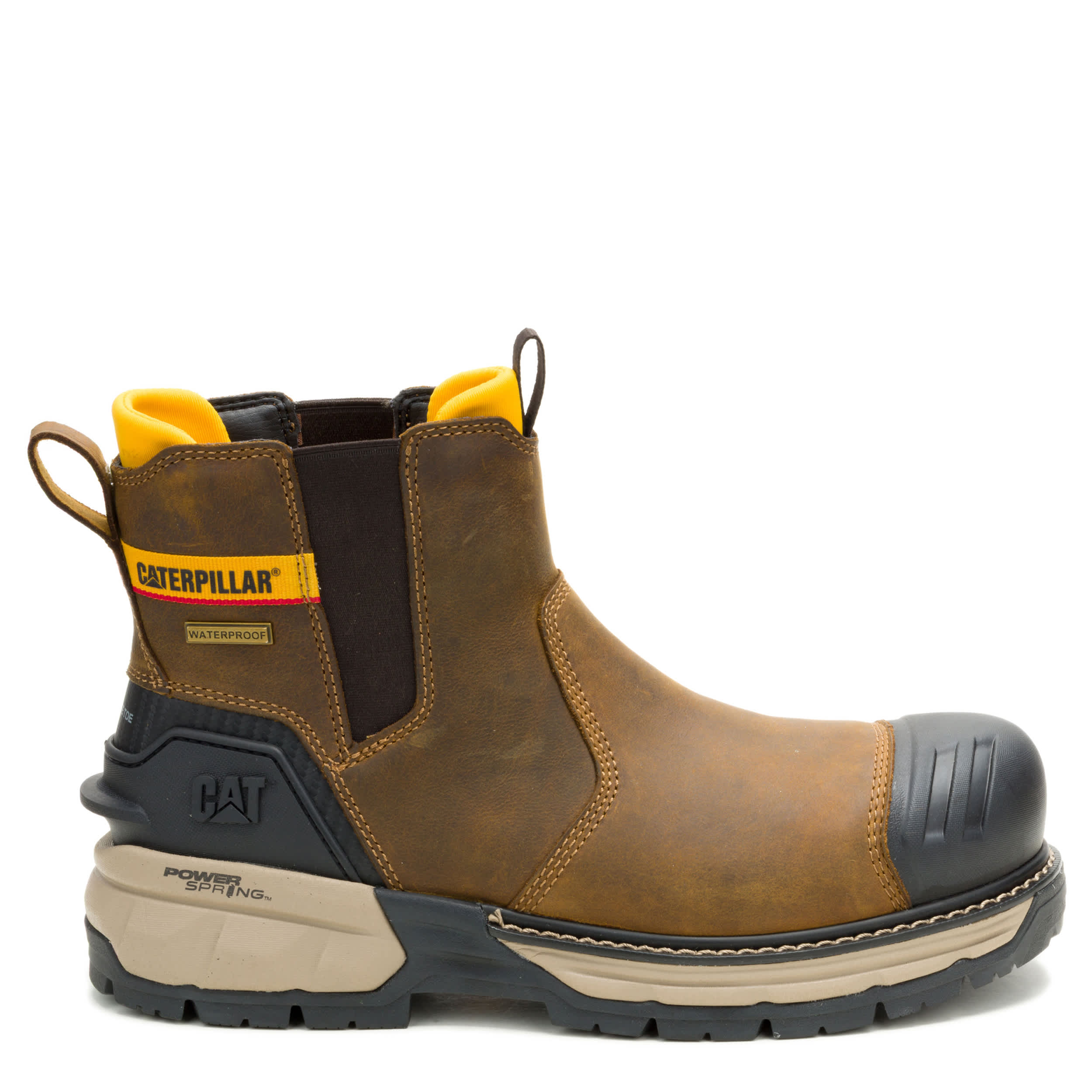 CATERPILLAR-MENS EXCAVATOR POWER SPRING CHELSEA CT WORK BOOT-KHAKI & 