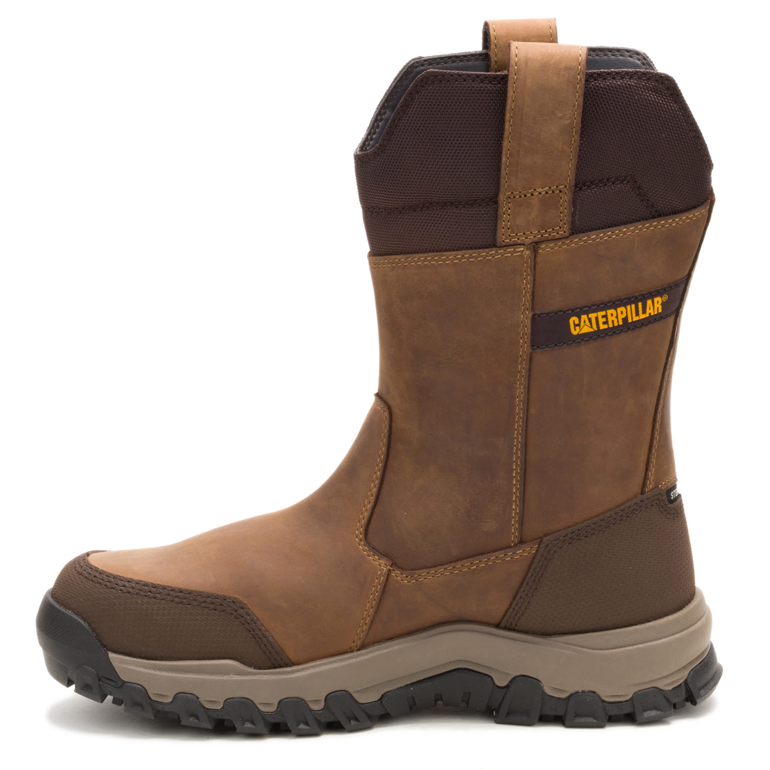 CATERPILLAR-MENS THRESHOLD REBOUND PULL ON ST WORK BOOT-BROWN & 