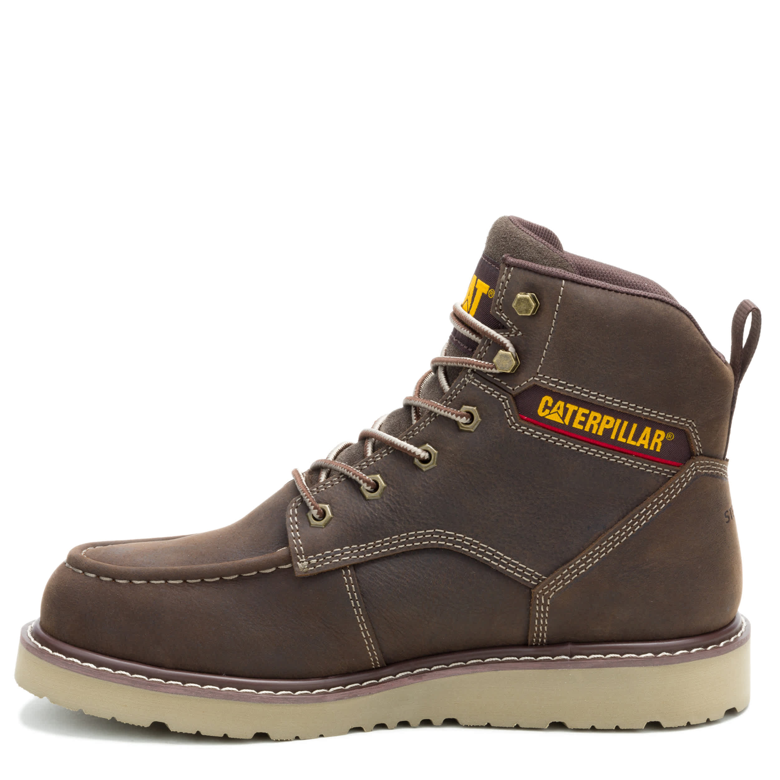 CATERPILLAR-MENS RECLAIMER WEDGE SOFT TOE WORK BOOT-COFFEE & 