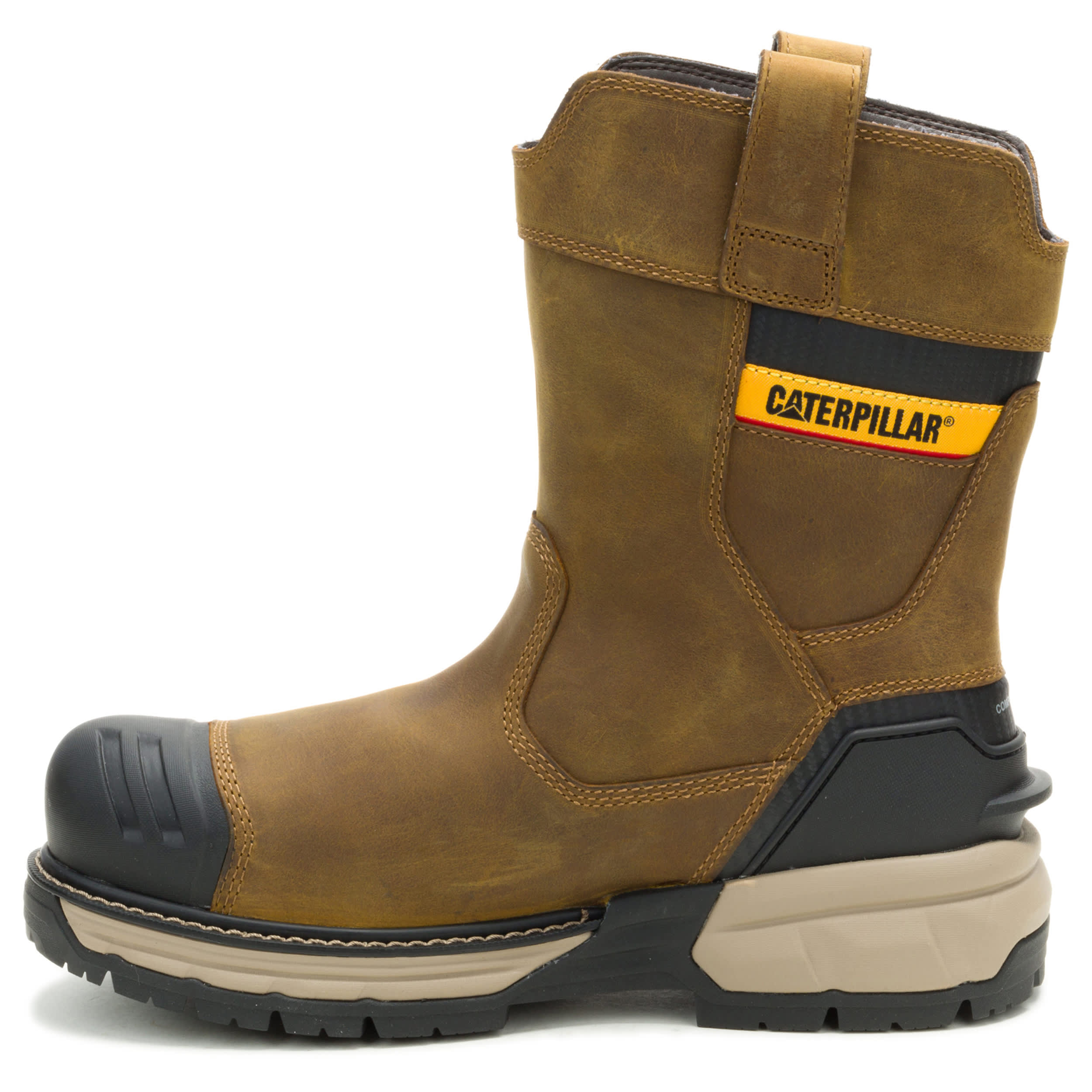 CATERPILLAR-MENS EXCAVATOR POWER SPRING WELLINGTON COMPOSITE TOE-KHAKI & 