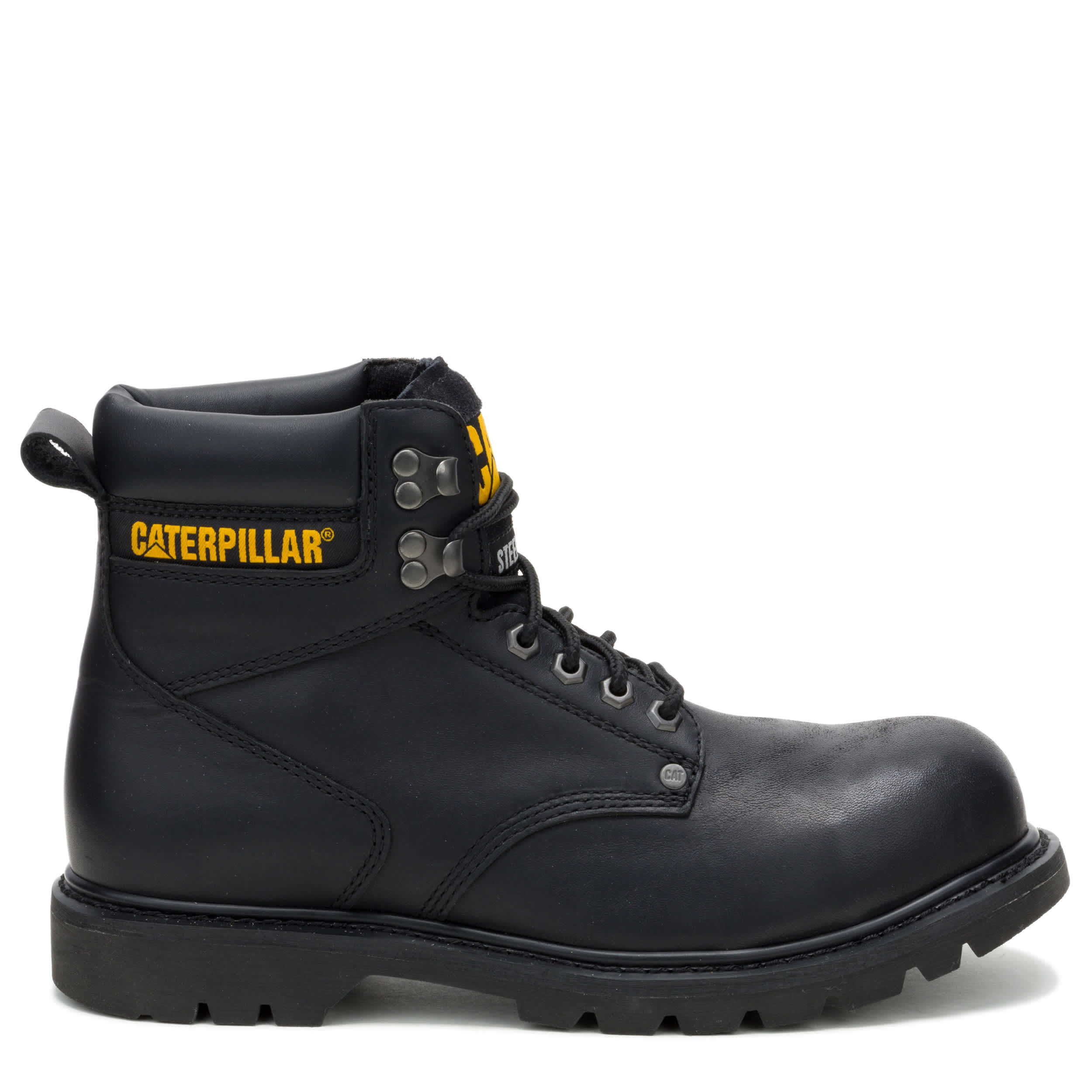 CATERPILLAR-MENS SECOND SHIFT STEEL TOE WORK BOOT-BLACK & 