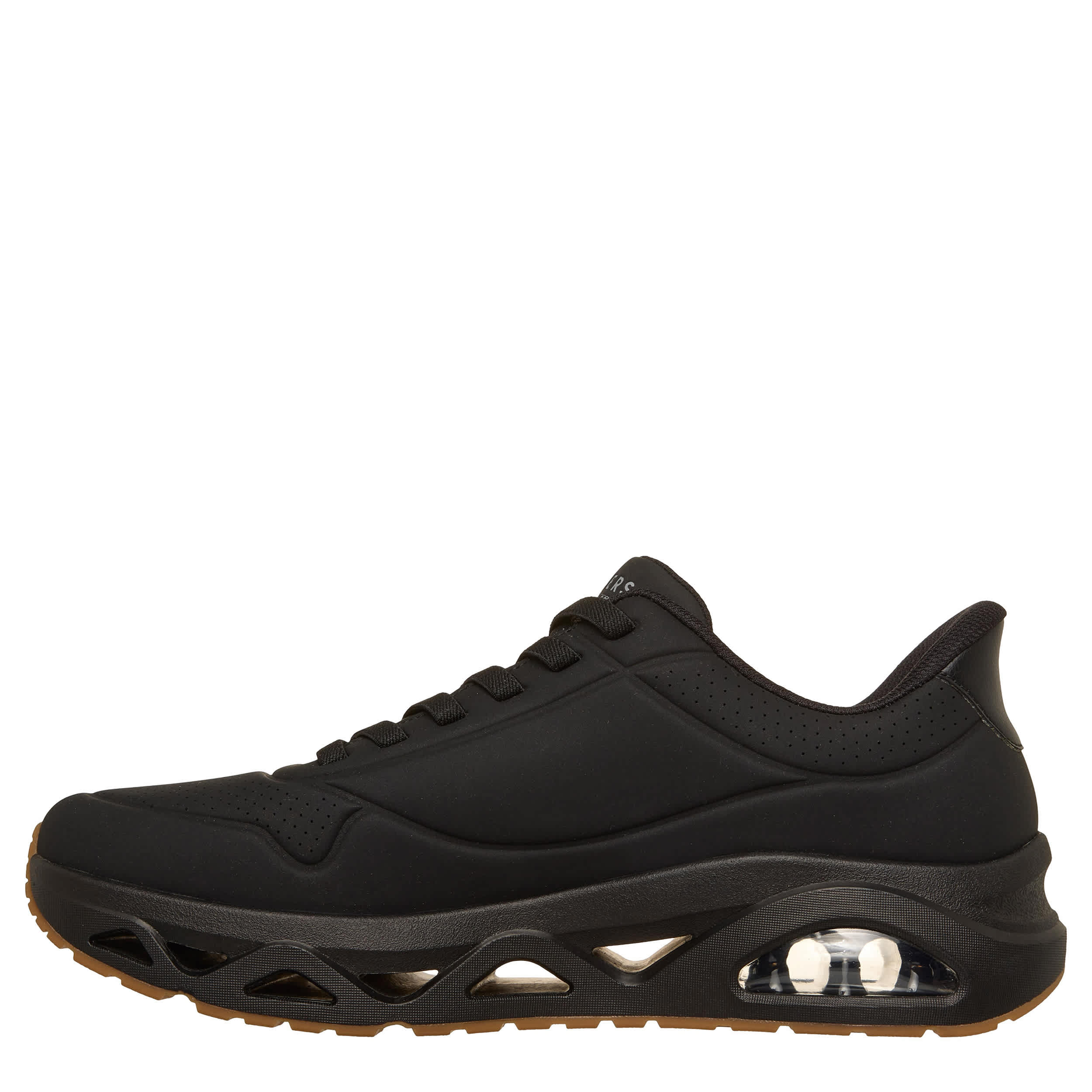 SKECHERS-MENS SLIP-INS UNO GLIDE STEP SNEAKER-BLACK & GUM