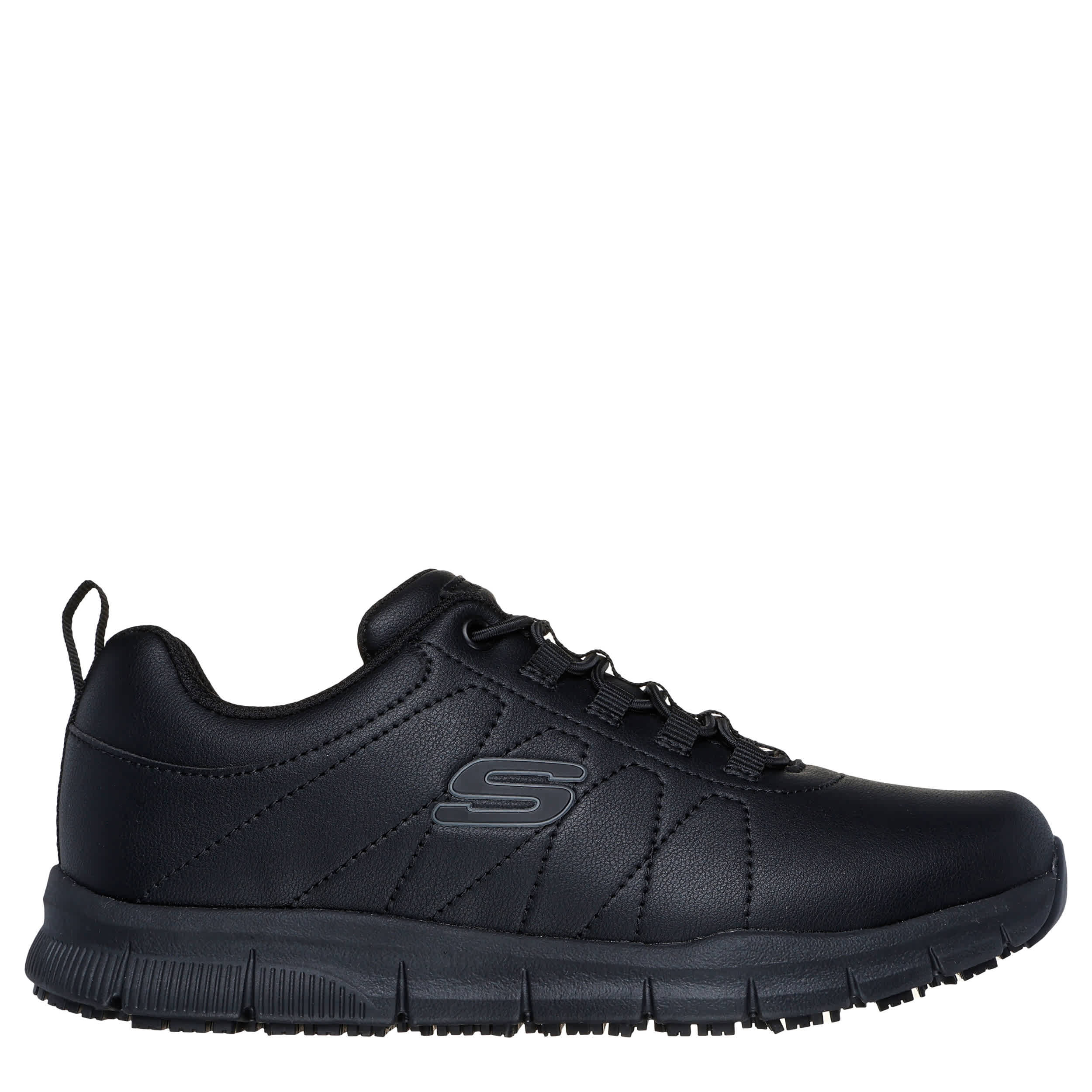 SKECHERS-WOMENS NAMPA-BEJA SR WORK SHOE-BLACK & 