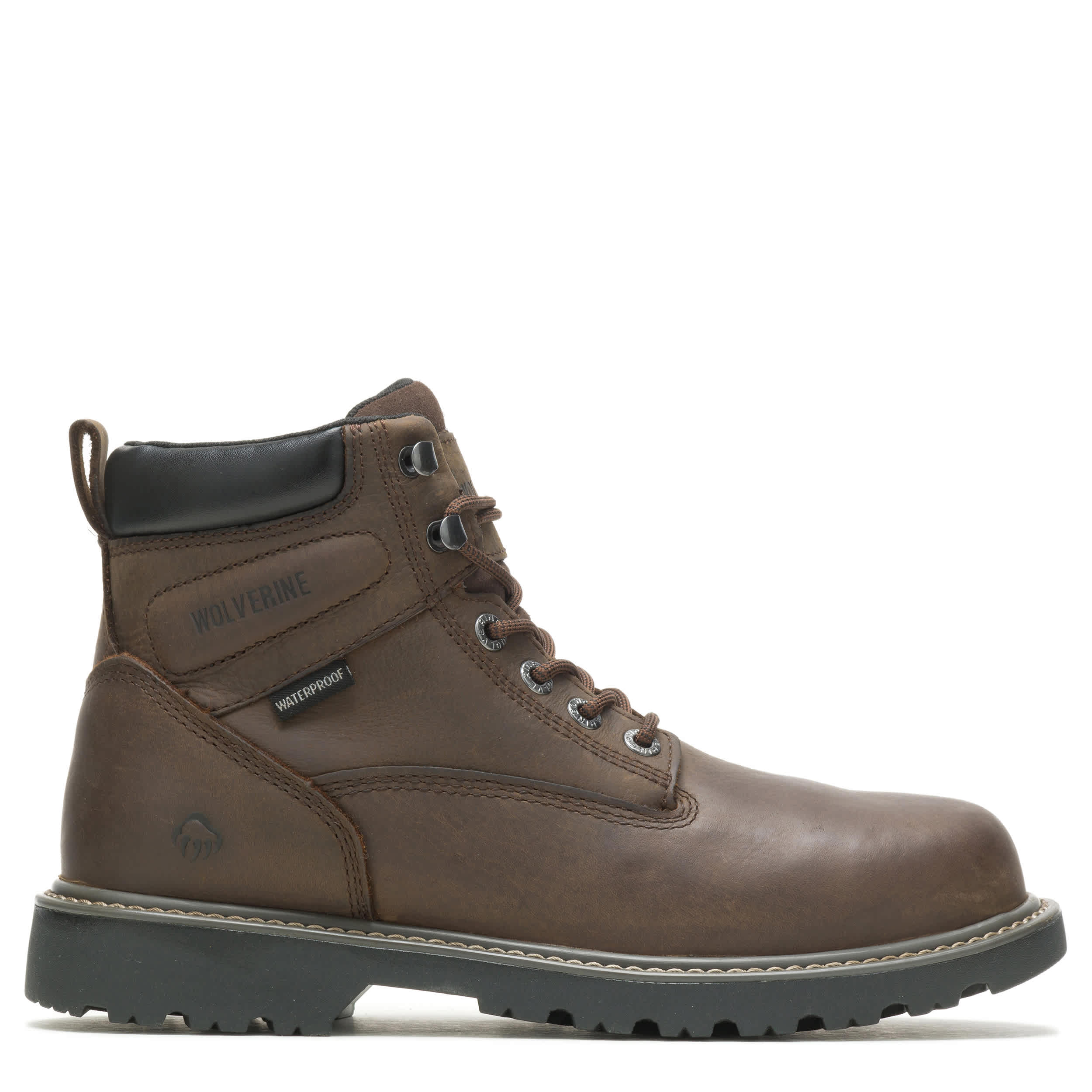 WOLVERINE-MENS FLOORHAND PLAIN TOE WORK BOOT-DARK BROWN & 