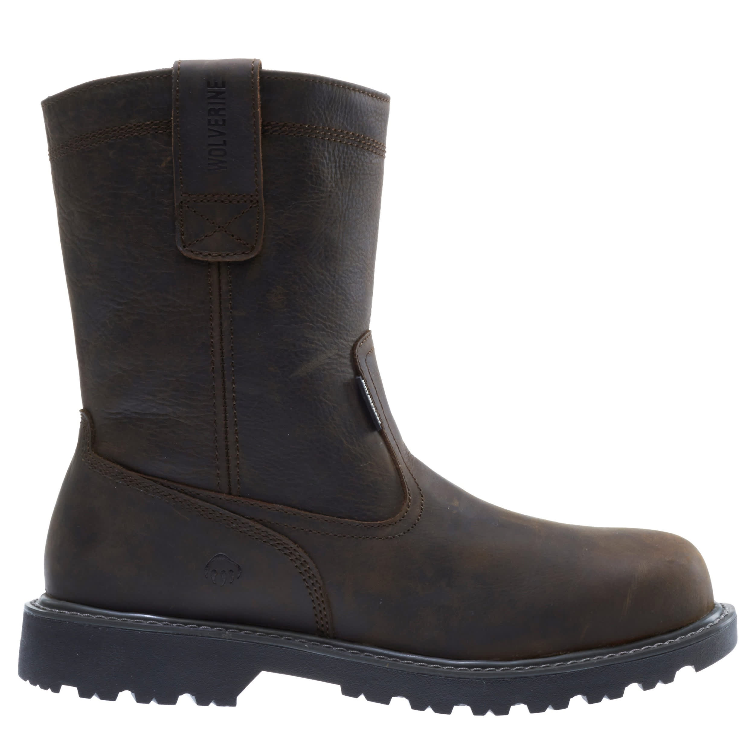 WOLVERINE-MENS FLOORHAND STEEL TOE PULL ON WORK BOOT-DARK BROWN & 