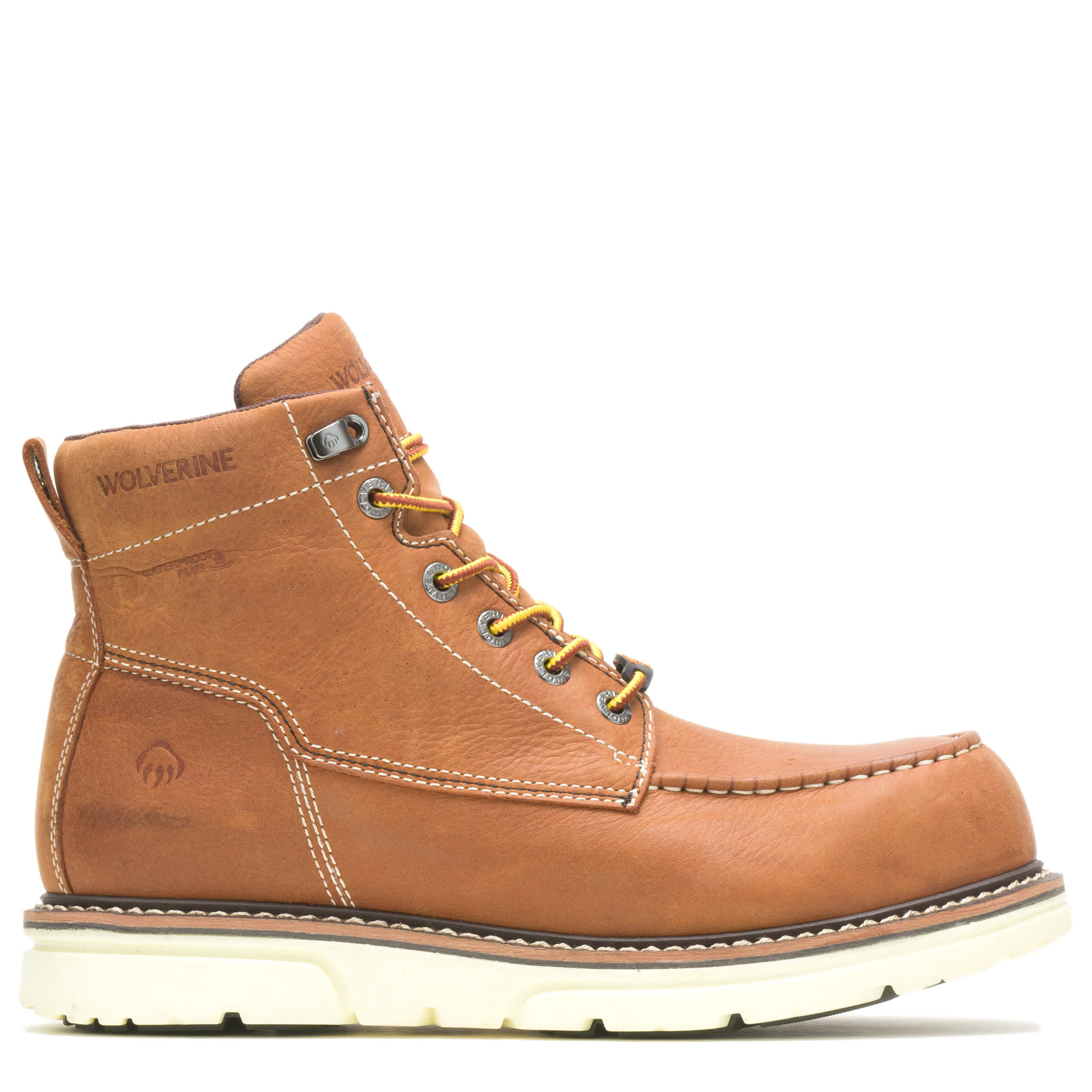 WOLVERINE-MENS I-90 DURASHOCKS CT MOC-TOE 6" WORK BOOT-WHEAT & 