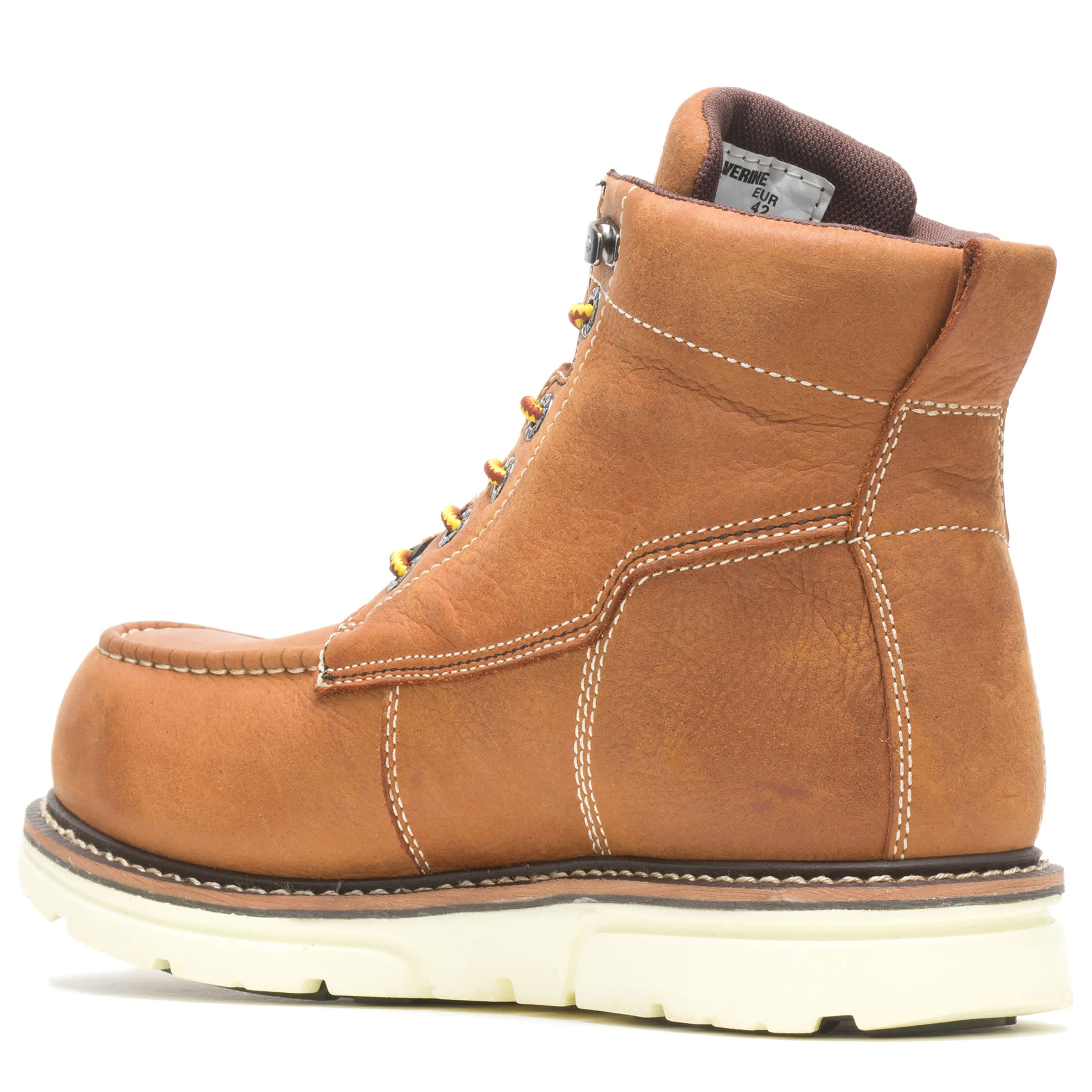 WOLVERINE-MENS I-90 DURASHOCKS CT MOC-TOE 6" WORK BOOT-WHEAT & 
