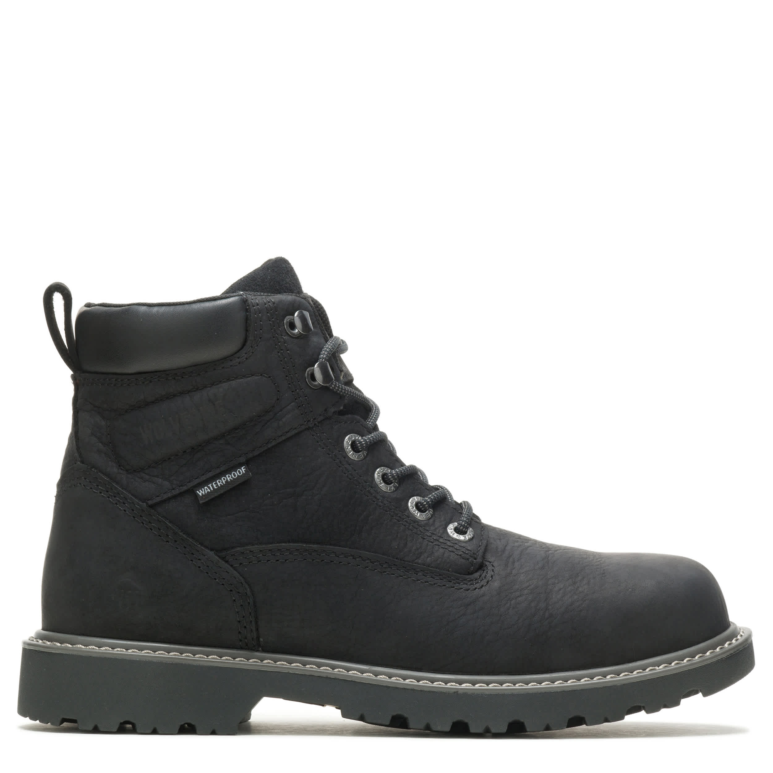 WOLVERINE-MENS FLOORHAND PLAIN TOE WORK BOOT-BLACK & BLACK
